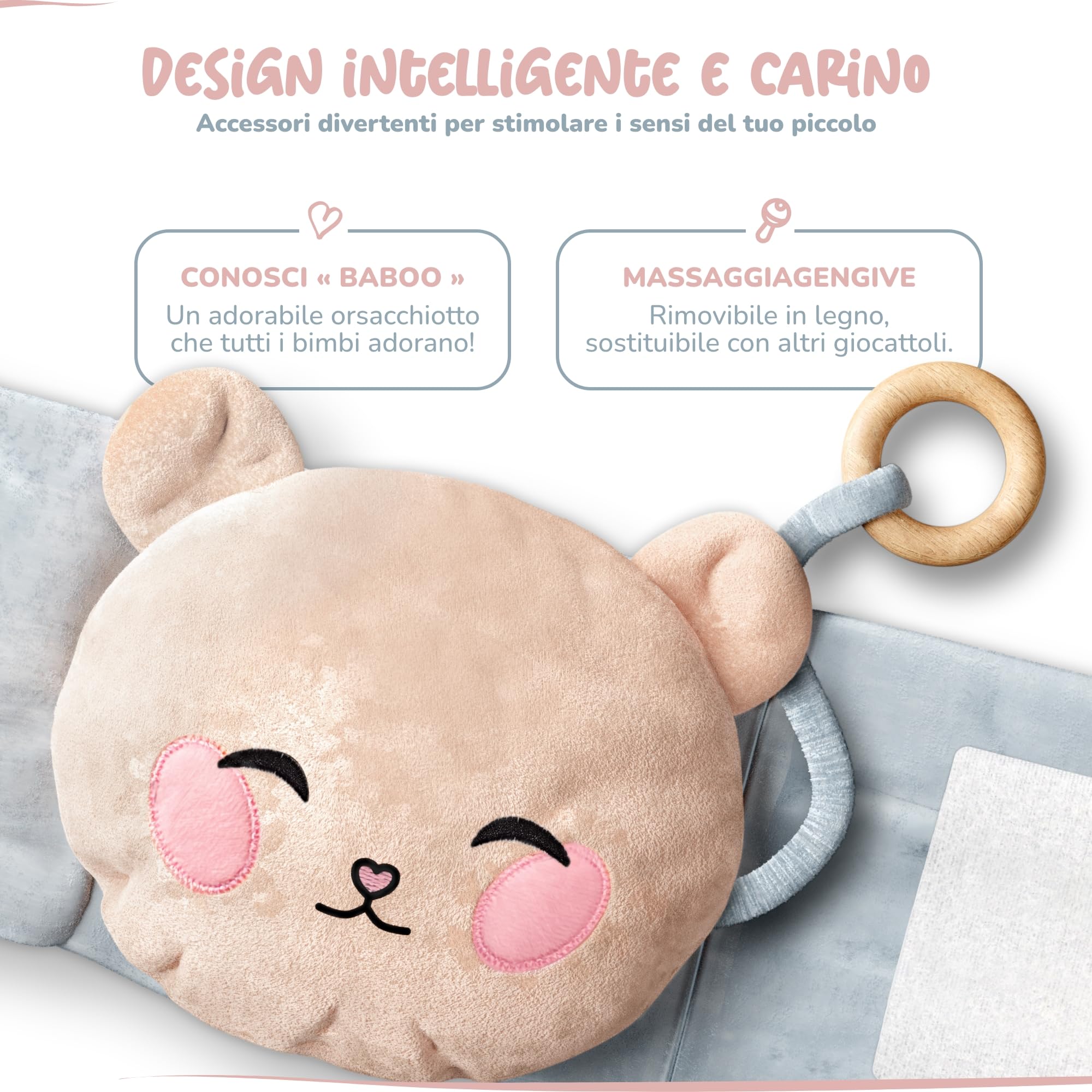 Borsa dell'Acqua Calda per Bebè Anti Coliche – Caldo & Freddo – Allevia Dolori & Gonfiori – CE – Impacco di Argilla, Anello da Dentizione Incluso, Fascia Peluche per Neonati e Lattanti
