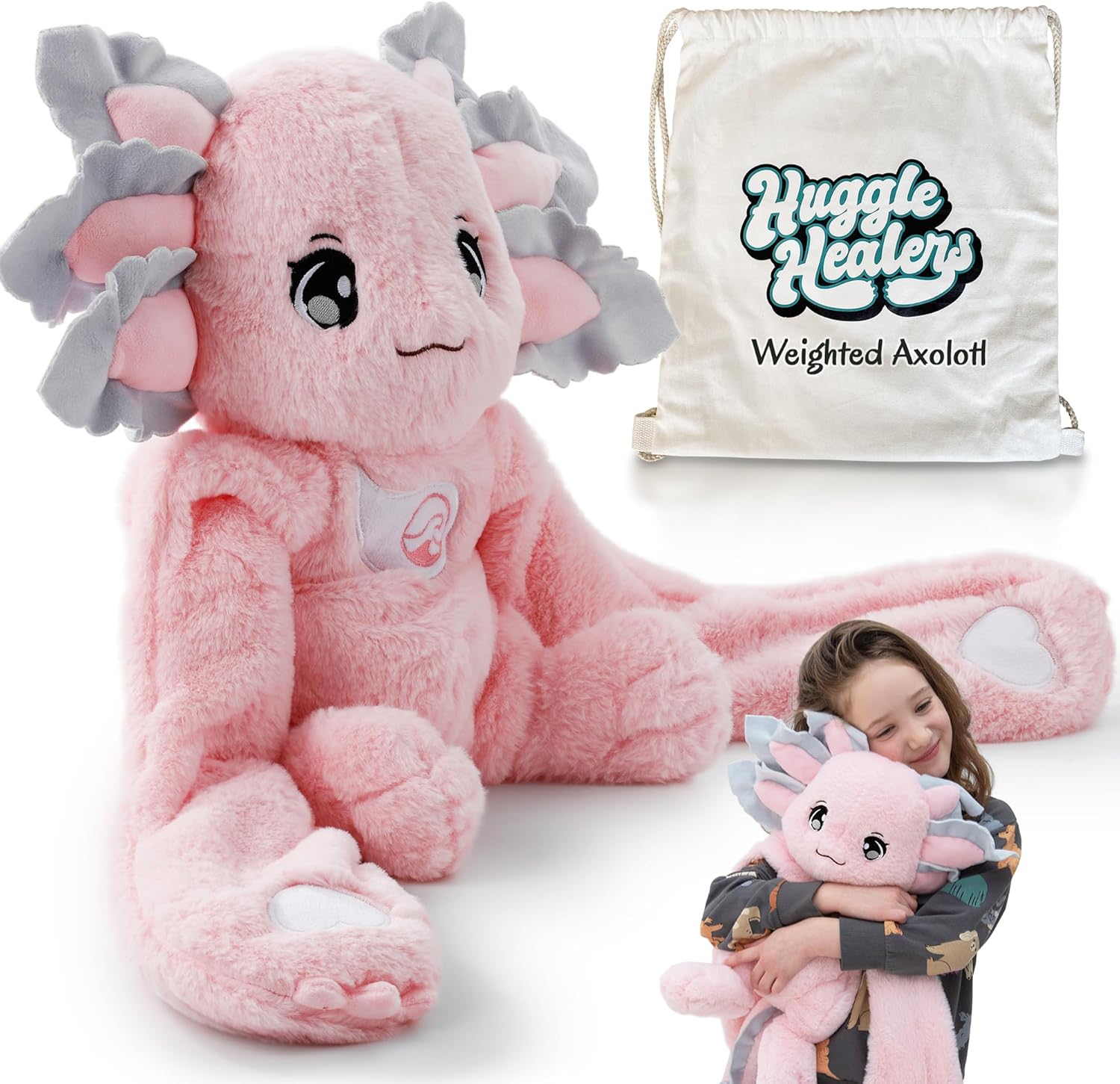 Huggle Healers Axolotl Weighted Stuffed Animal The