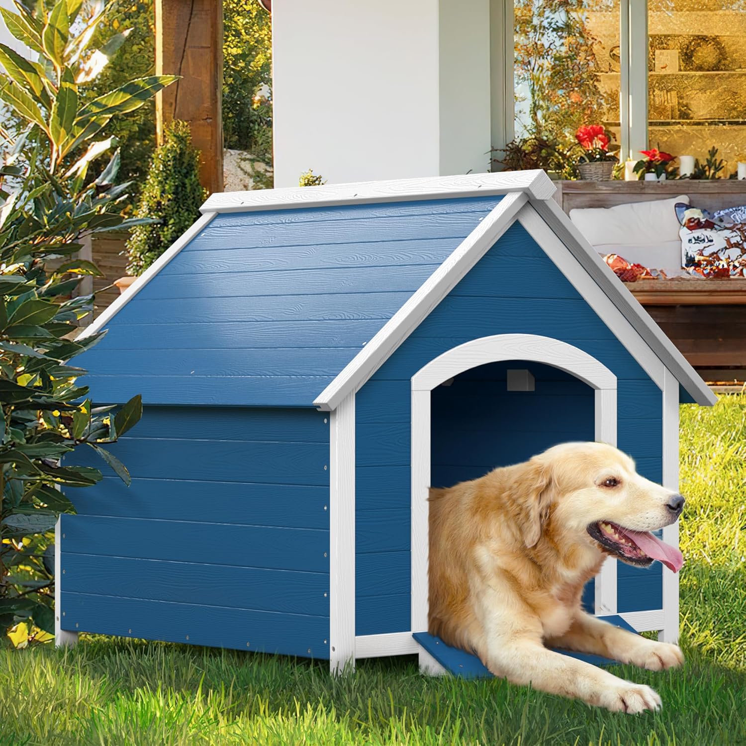 Curipeer 40.7" Dog House, Poly Dog Houses for Medium to