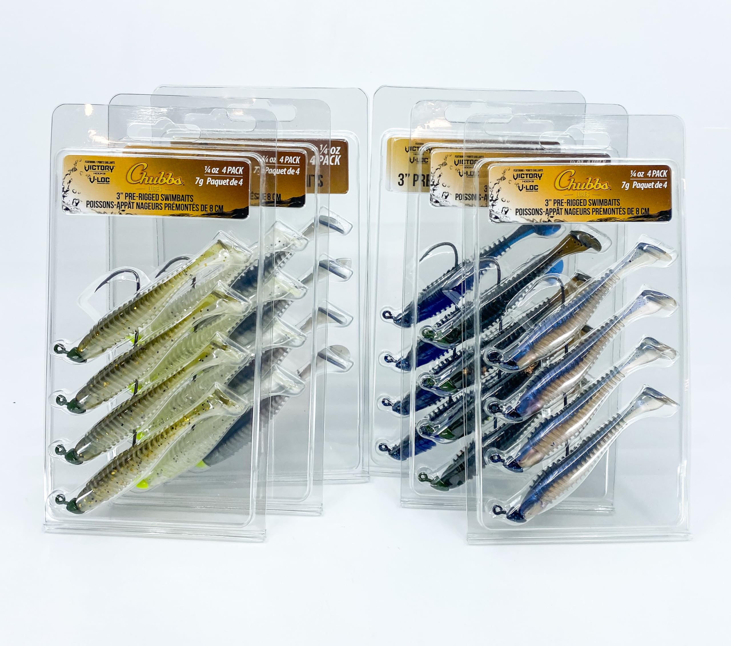 Chubbs Lures Pre-Rigged 3-4 inch Swimbait Kit | 6 Different Packs | 18-24 Total Fishing Lures