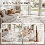 UERMEI 6x9 Area Rug Living Room Rugs - Washable Neutral Modern Abstract Soft Thin Large Rug Indoor Floor No Slip Rug Carpet for Bedroom Under Dining Table Home Office Decor - Brown Grey