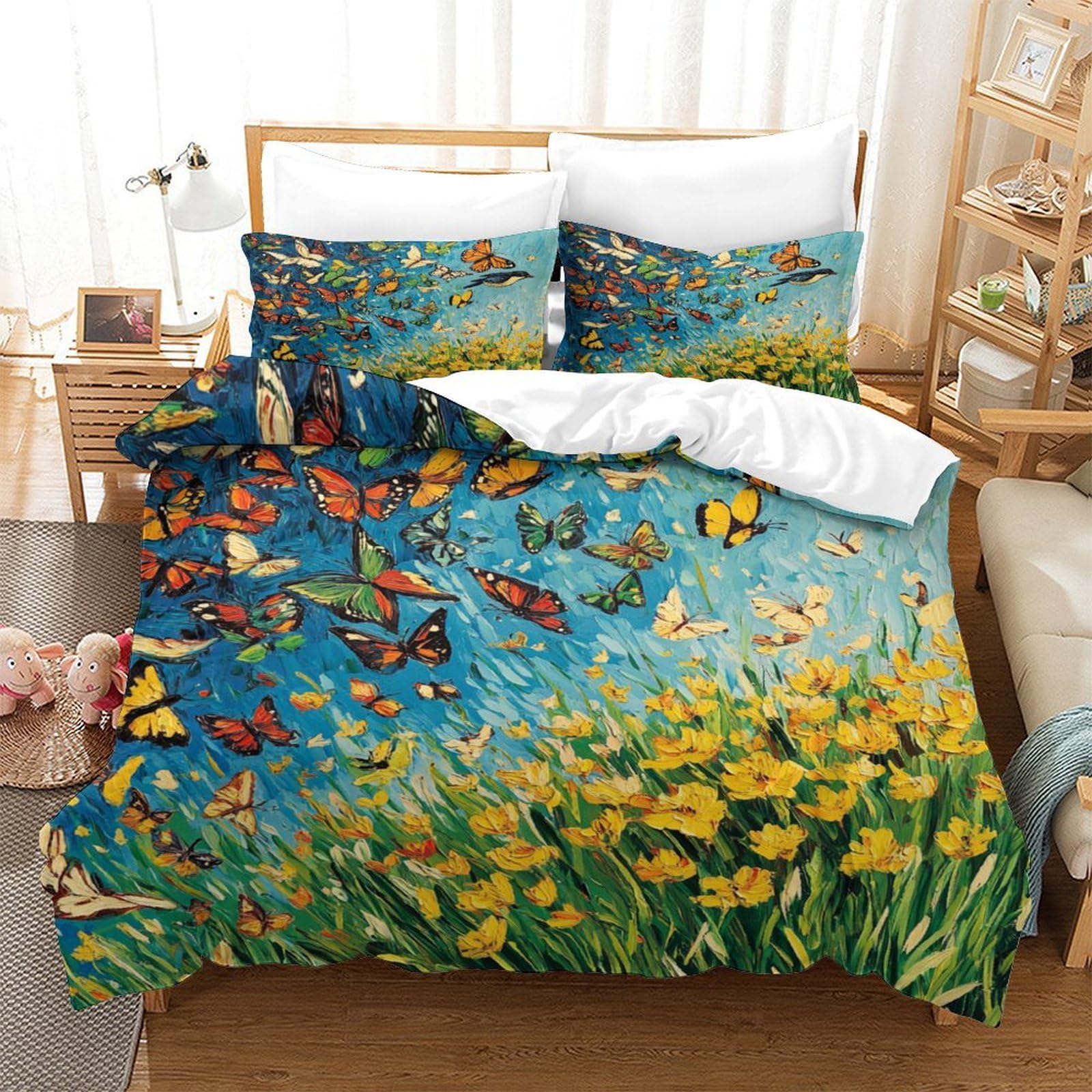 Parure de lit crâne 3D en microfibre avec housse de couette 200x200cm et taies d'oreiller pour ado