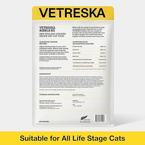 Miniatura 6 de VETRESKA Receta de pollo de Nueva Zelanda Alimento seco para gatos, alta absorción, sin granos y alto en proteínas, para gatos de todos los niveles