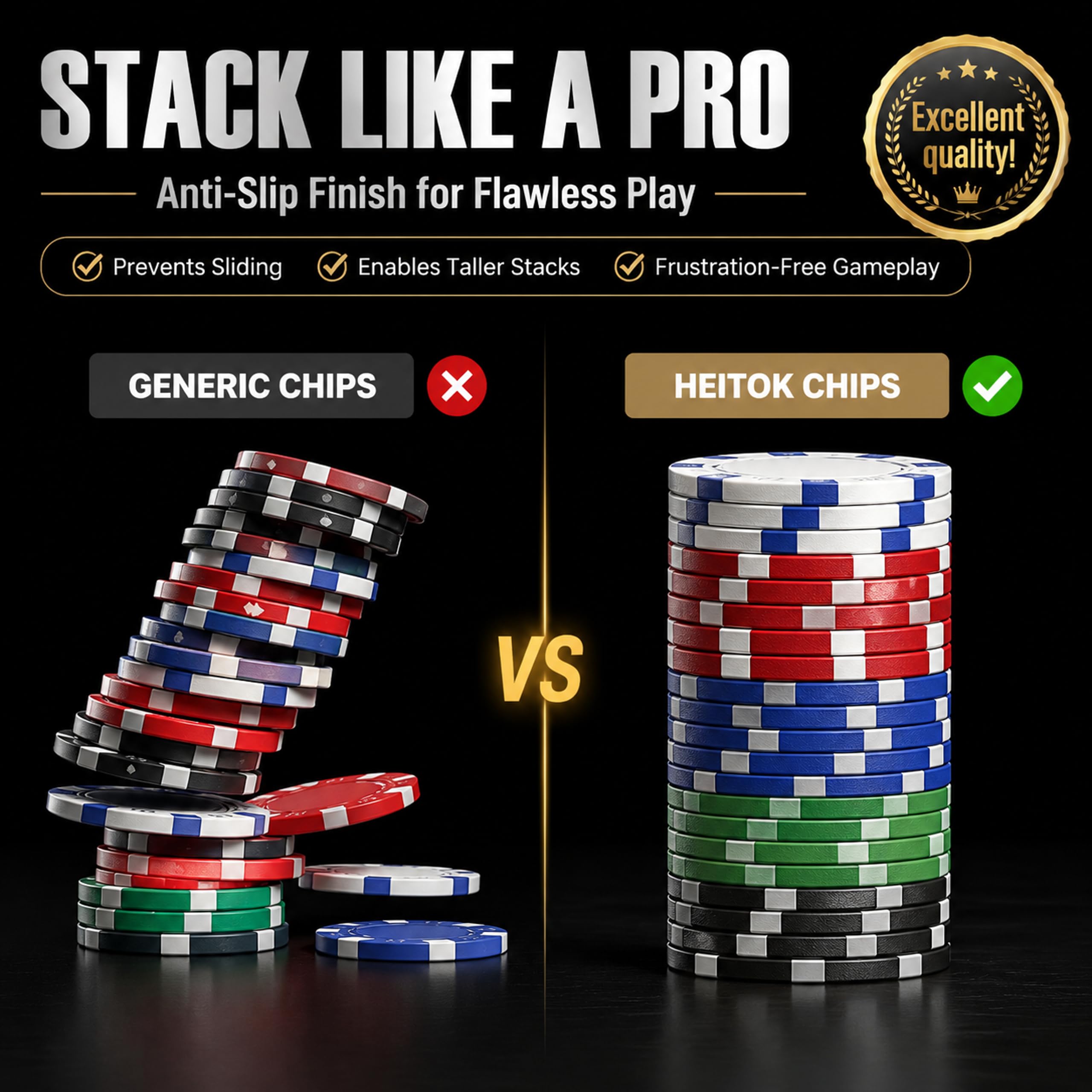 HEITOK Set poker 300 senza denominazione 11.5g Nucleo Ferro Texas Holdem
