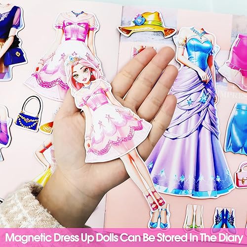 Miniatura 6 de PainZieteg Muñecas de vestir magnéticas, muñecas de papel de princesa magnéticas, muñecas de vestir magnéticas para niñas de 4 a 7 años de edad,