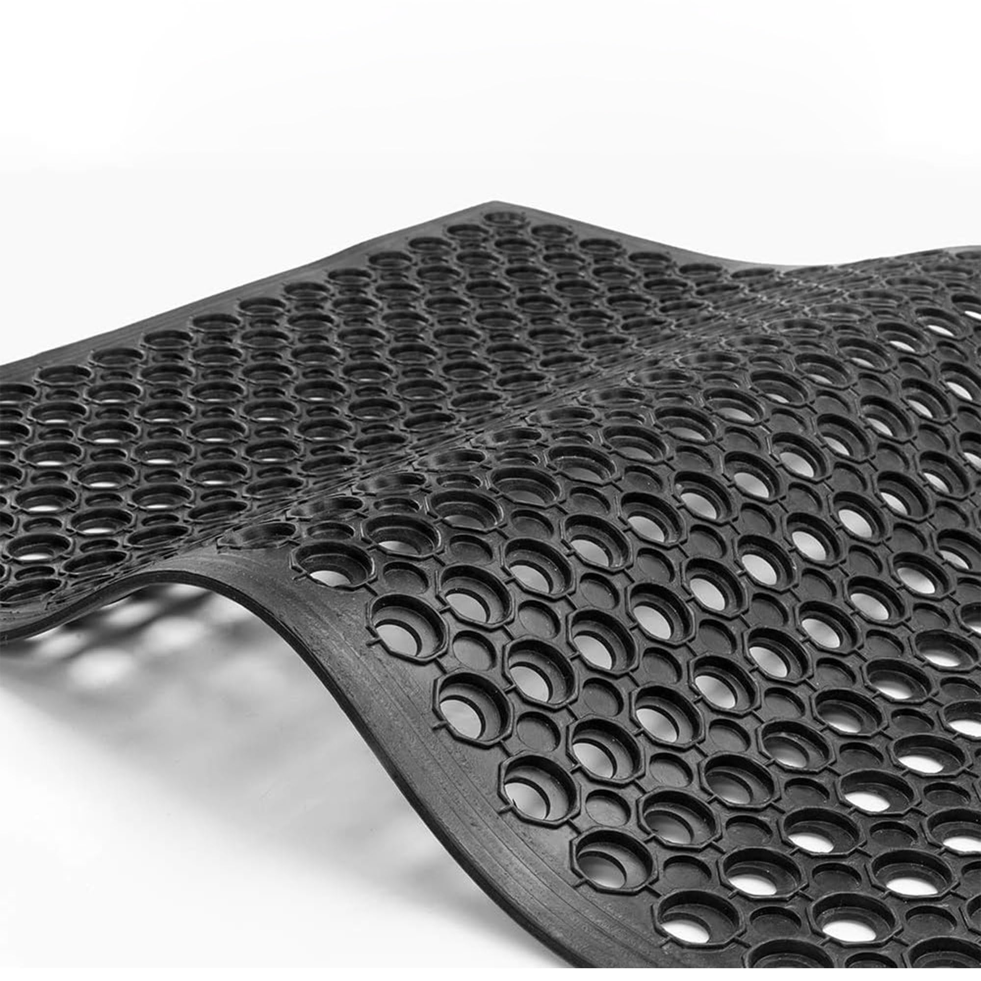 Nicoman Commercial Rubber Floor Mat, Black, Anti-Slip Backing, Drainage Holes, Mud & Water Absorbent, Pet Friendly, Easy to Clean, Extra Large Outdoor Rubber Mat (Black, 150 x 90 cm)