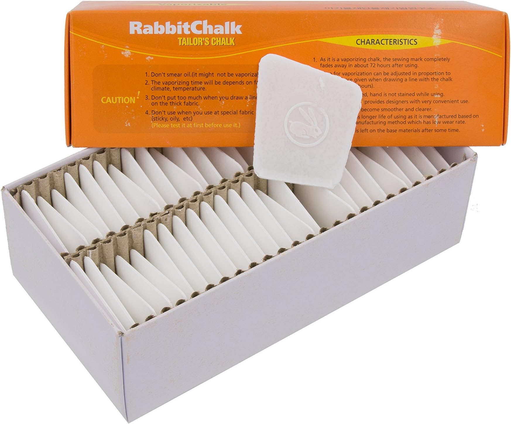 Rabbit Brand Premium Vaporizable Disappearing Tailor's Chalk (50 White Chalks