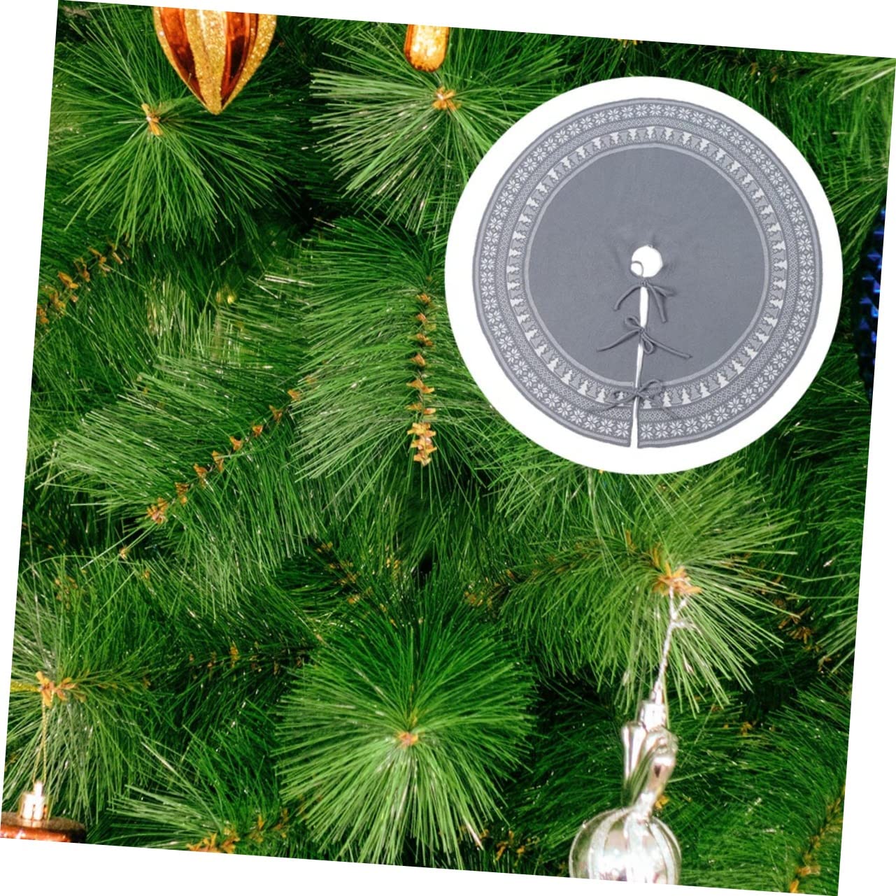 1pezzi Grembiule Per Albero Di Natale in Maglia Fiocchi Elementi Natalizi Decorazione Versatile Per Casa o Evento