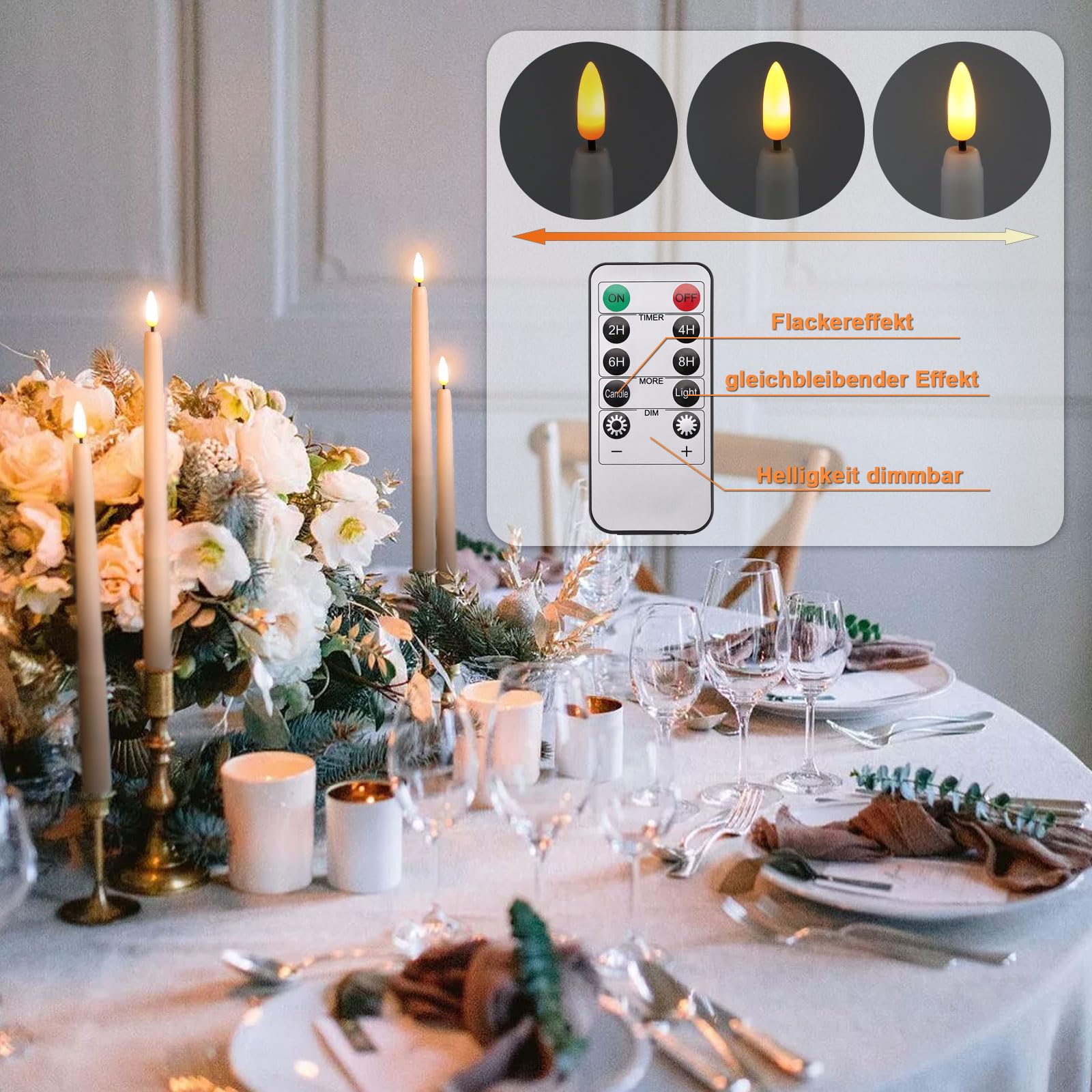 FiiMoo Candele LED, Alimentazione a Batteria, Foglia di Acero, Candela Elettrica con Telecomando e Senza Fiamma per Regalo e Decorazione - 10cm