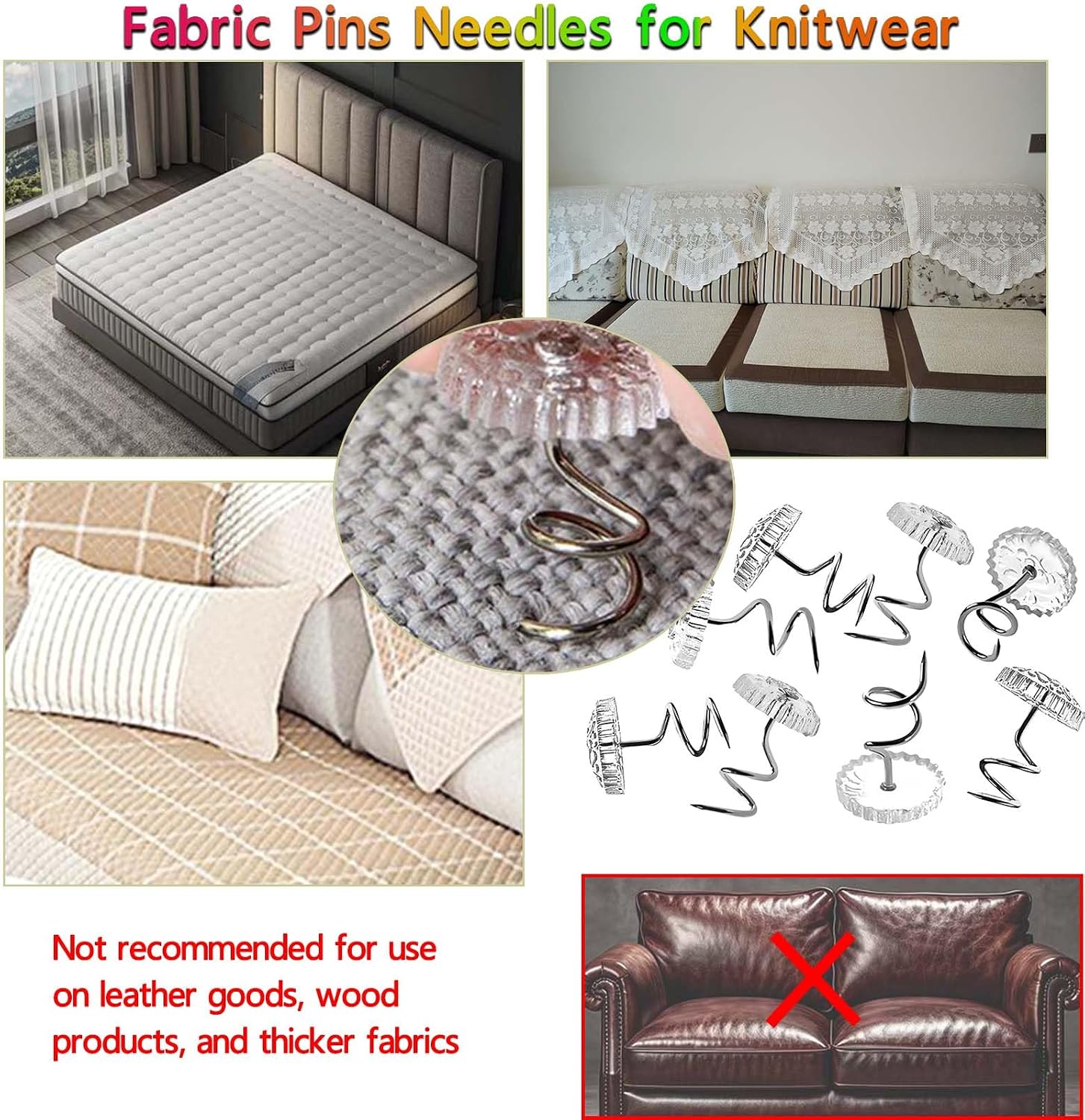 100-Piece Bed Skirt Pins, Upholstery Tacks,Clear-Headed Screw Twist Pins for Securing Bedskirts,Headliners,and Fabric Slipcovers
