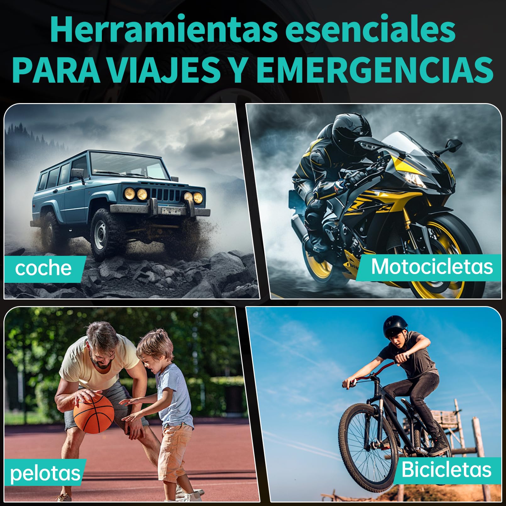 Inflador Ruedas Coche Digital 12V, compresor de Aire portátil, Bomba Digital para neumáticos de Coche 12 V 150 PSI Bomba de Aire eléctrica para neumáticos de vehículo, Bicicleta, inflables