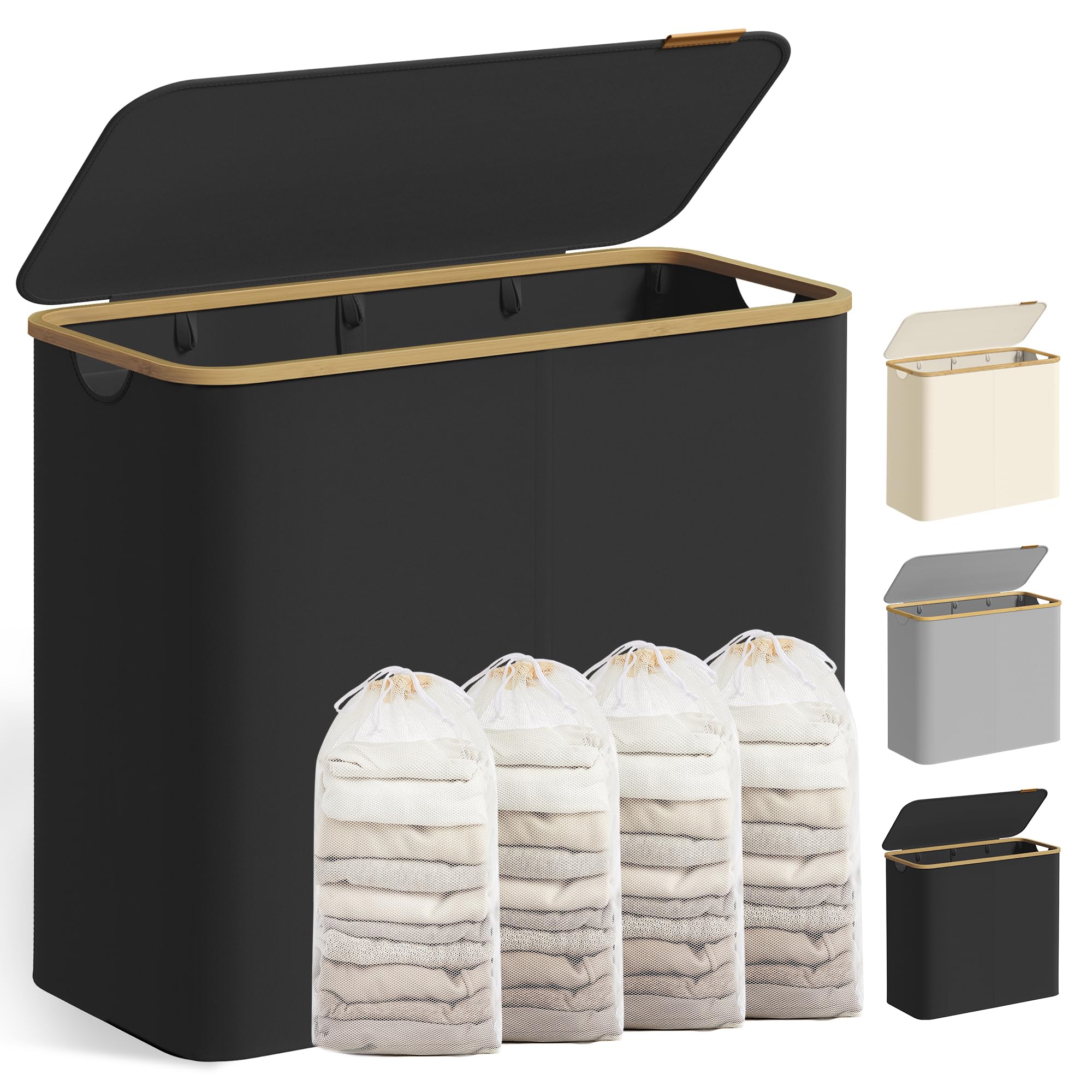 Laundry Basket with Lid, Ink Black / 200 L