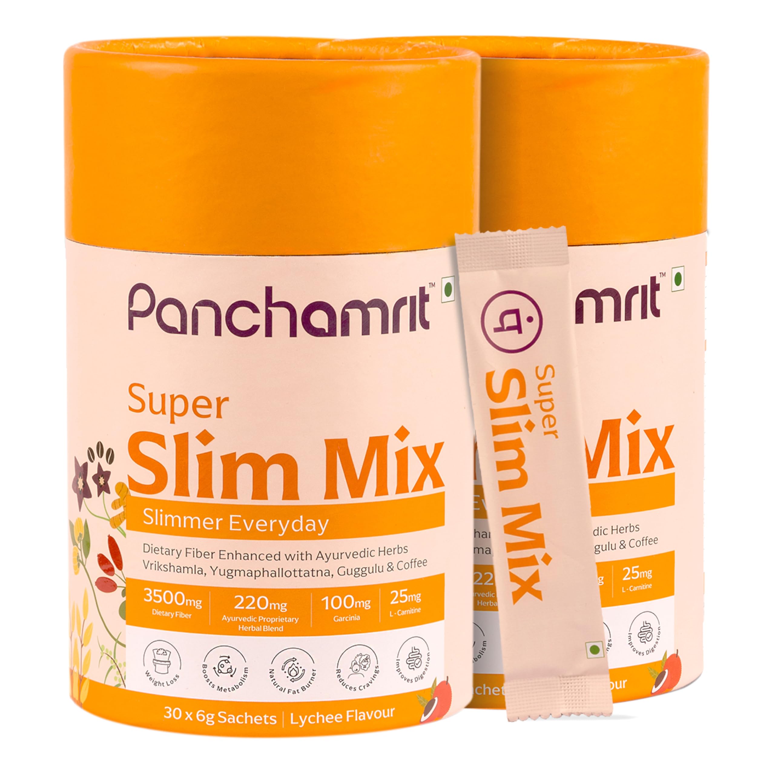 Panchamrit Super Slim Mix 30 * 6g Sachet(Litchi) | Helps Boost Metabolism, Assists Weight Management I Rich in Dietary Fiber (3.5g), with Ayurvedic herbs Garcinia, Berberis, Guggulu | Pack of 2 (B0CWG6PRMR) Amazon Price History, Amazon Price Tracker