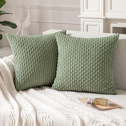 Miniatura 10 de ANRODUO Paquete de 2 fundas de almohada decorativas de color blanco crema de 20 x 20 pulgadas para sofá, cama, sala de estar, fundas de cojín