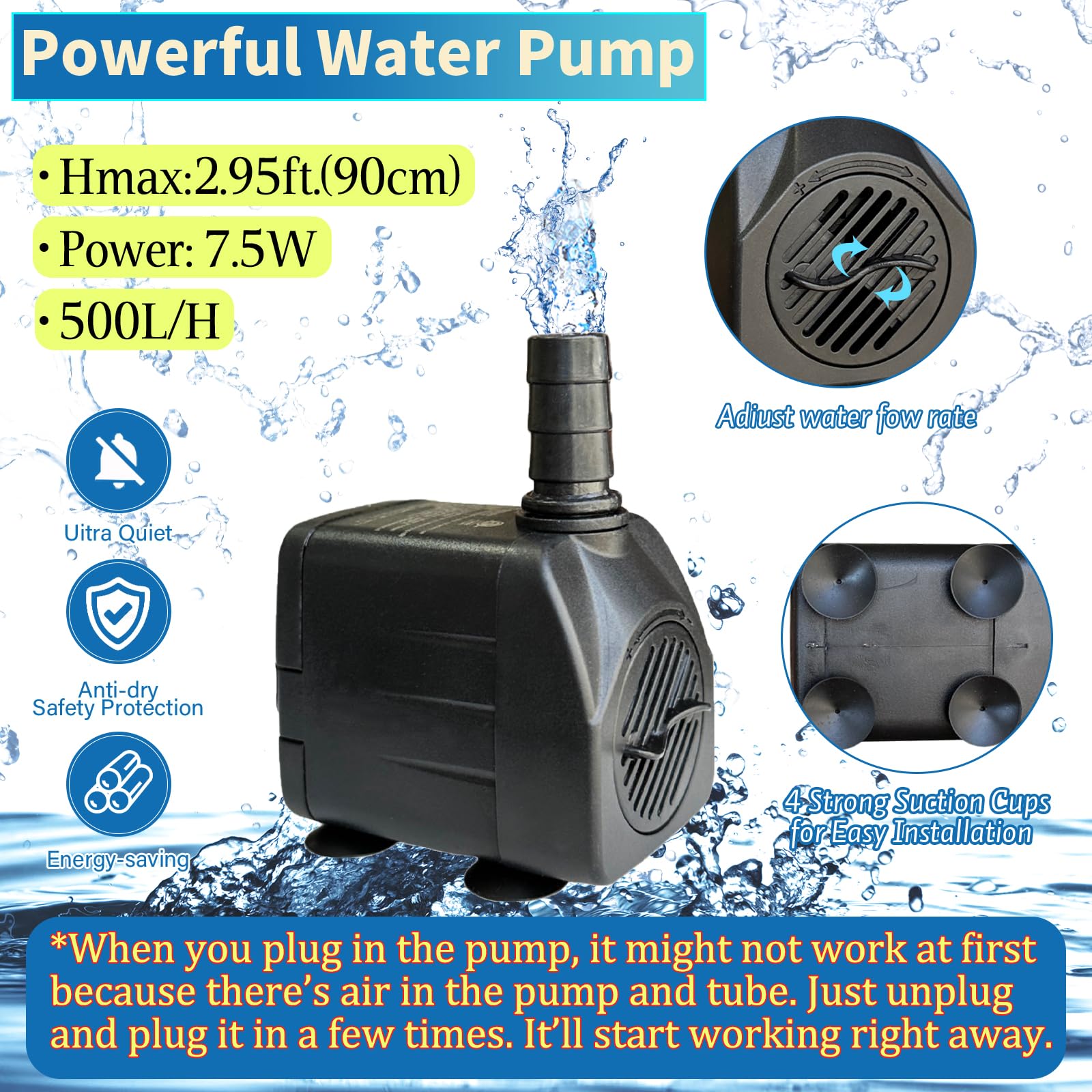 SAC SMARTEN ARTS - Fontana per uccelli per vasca da bagno per uccelli con pompa dell'acqua da 7,5 W, funzione acqua in granito resina, per giardino, patio, prato, colibrì, voliera, acquario e acquari