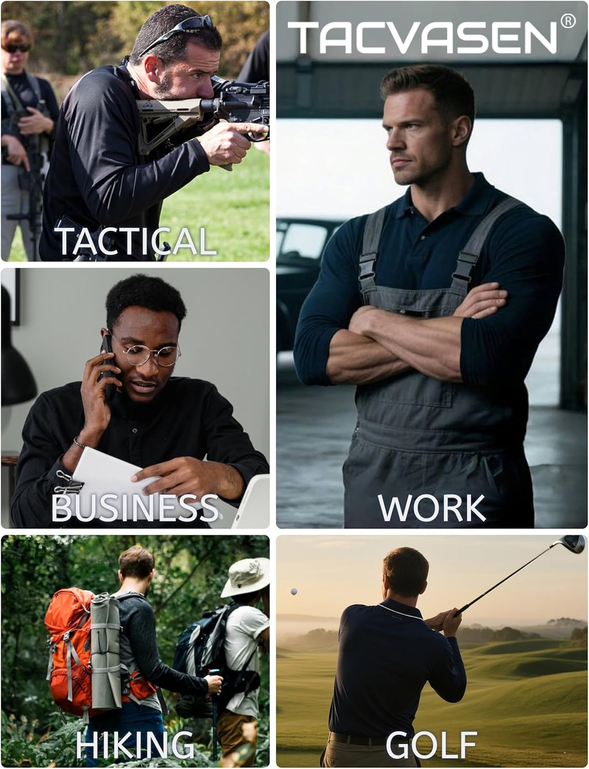 TACVASEN Men's Long Sleeve Polo Shirts Quick Dry Tactical Golf Collared Lightweight Work Breathable Moisture Wicking Outdoor - Image 2
