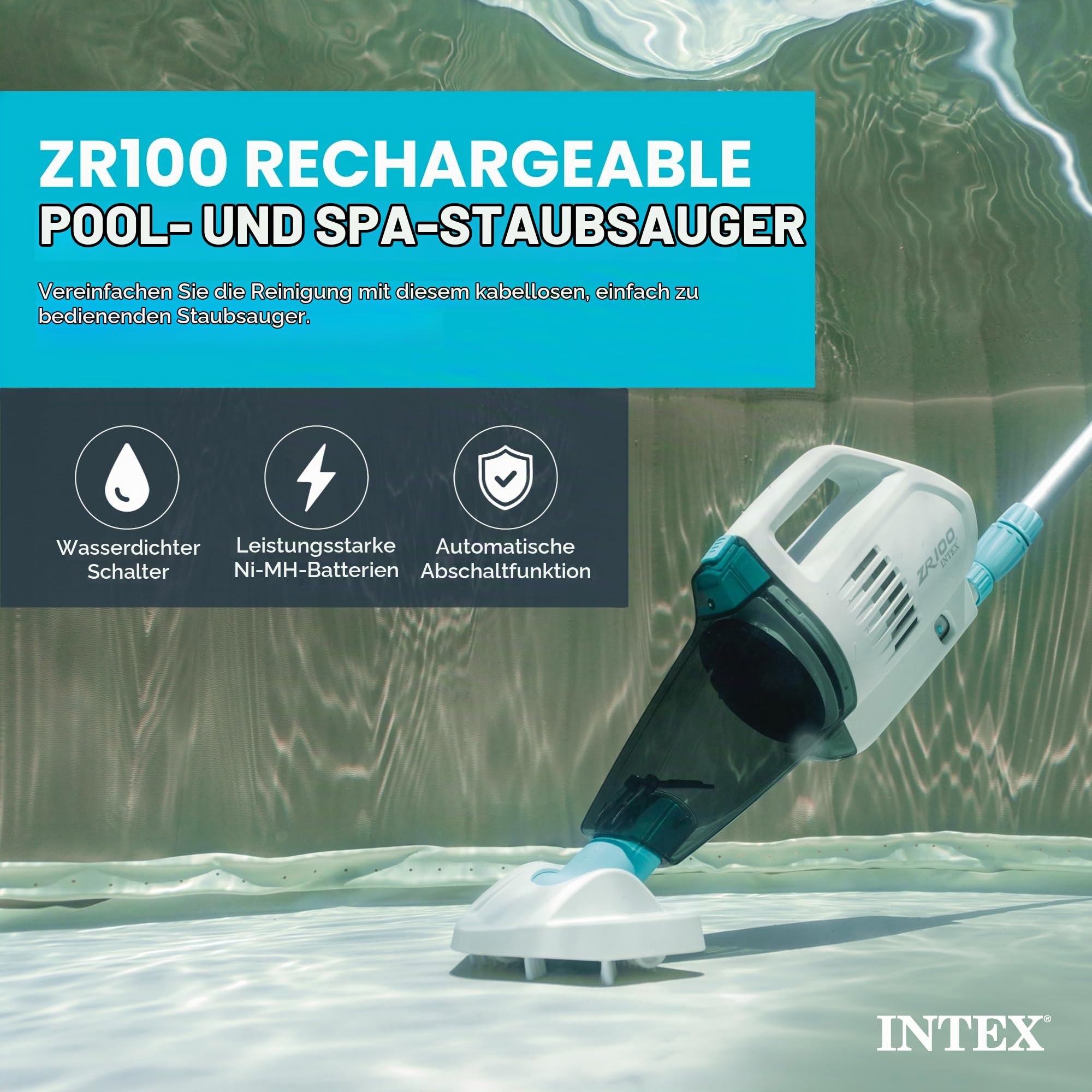 Intex 45 Liter Pool- und Spa-Vakuum ZR100, geeignet für den Einsatz mit allen PureSpas, oberirdischen Pools und Bodenpools