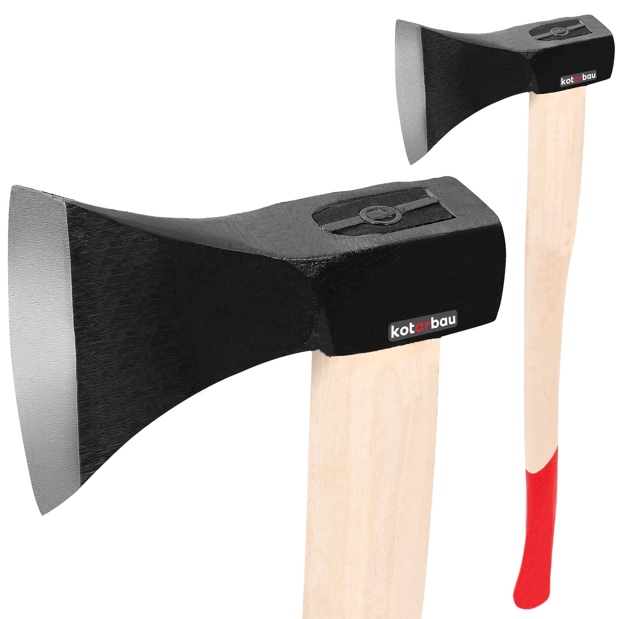 KOTARBAU® Hacha forjada 2,5 kg Longitud total 794 mm con mango de madera Hacha para hendidura de madera Hacha de cañón Martillo de madera