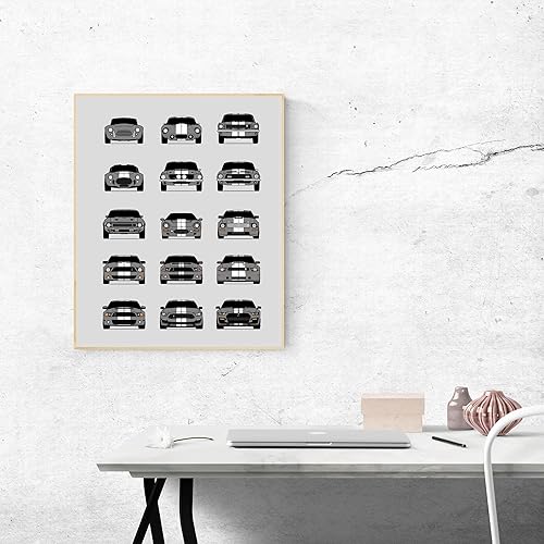 Miniatura 8 de CUSTOMIZABLE COLOR Custom Car Posters Handmade Poster compatible with Shelby Evolution Print Wall Art Décor Best of Shelby Generations 8x10" Satin