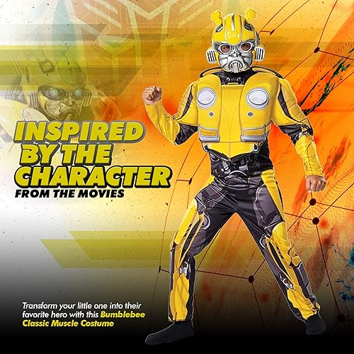 Miniatura 4 de Disguise Disfraz de Bumblebee de Transformers para niños. Disfraz clásico de Autobot Yellow Volkswagen Bug para niños y niñas