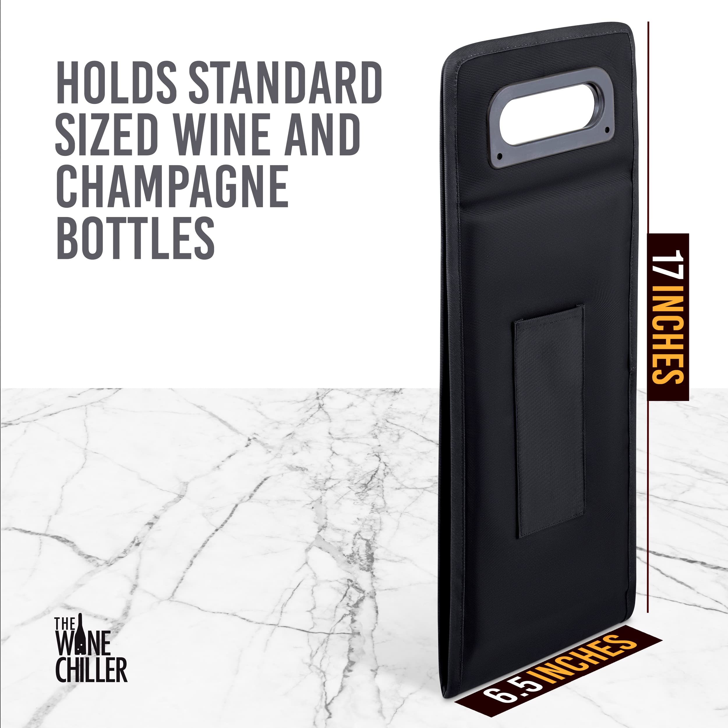The Wine Chiller Wine Cooler Bag, Wine Carrier and Freezable Wine Bag. A Perfect Wine Accessory or Wine Gift. Black