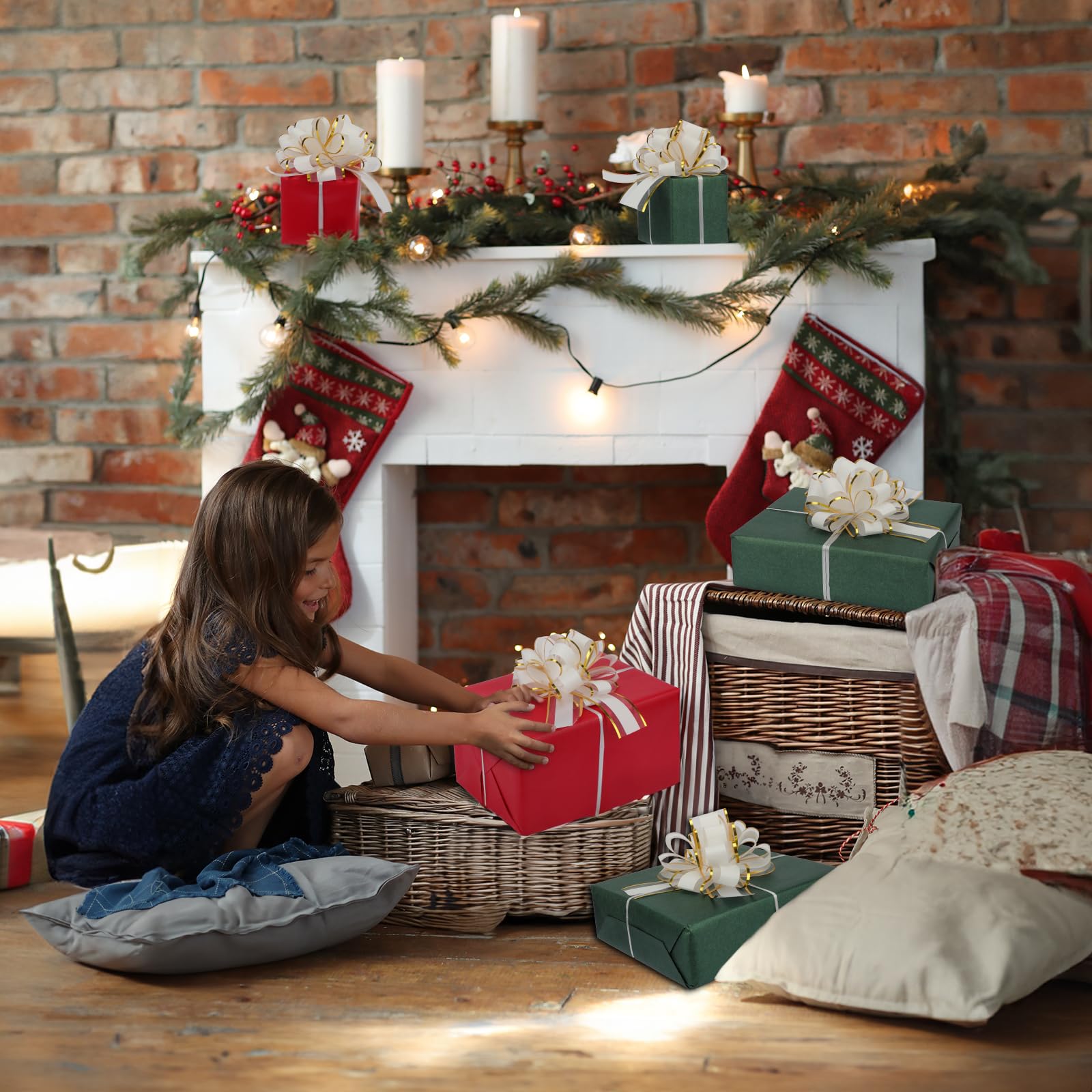 32 fiocchi da tirare per confezioni regalo, fiocchi grandi da 15,2 cm per regali, confezioni regalo, fiocchi sfusi per cesti regalo, decorazioni natalizie per feste di nozze (bianco)