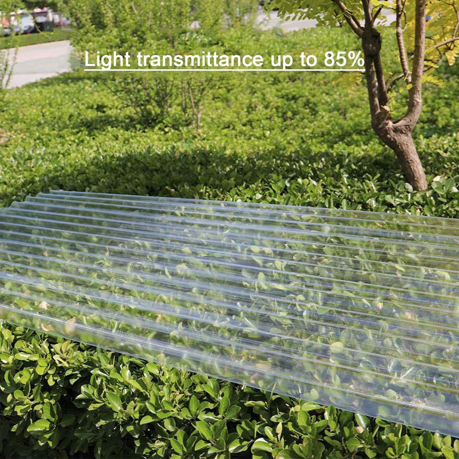 Placa Ondulada Tejado Transparente,Placa De Iluminación Natural FRP De 1mm,Chapas Perfiladas Techo,Paneles Ondulada Para Cocheras Silencioso Autolimpiables,6Pcs-0.9x1.4m(35x55in)