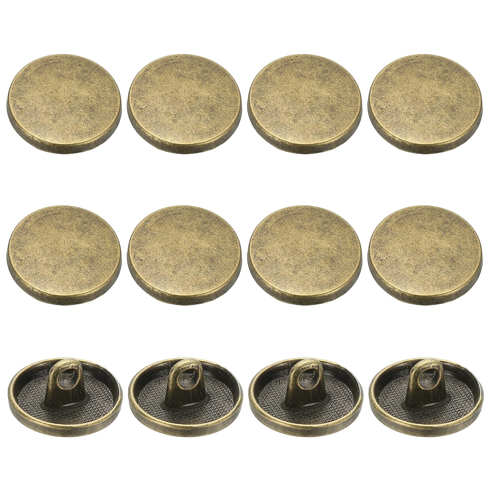 YELARXI Metal Round Flat Buttons, Alloy Shank Round Shaped Sewing Buttons - Fitting for (Men/Women/Coat/Shirt/Suit/Trousers/Sewing Crafts) 15 mm & 12 Pack & Bronze Tone