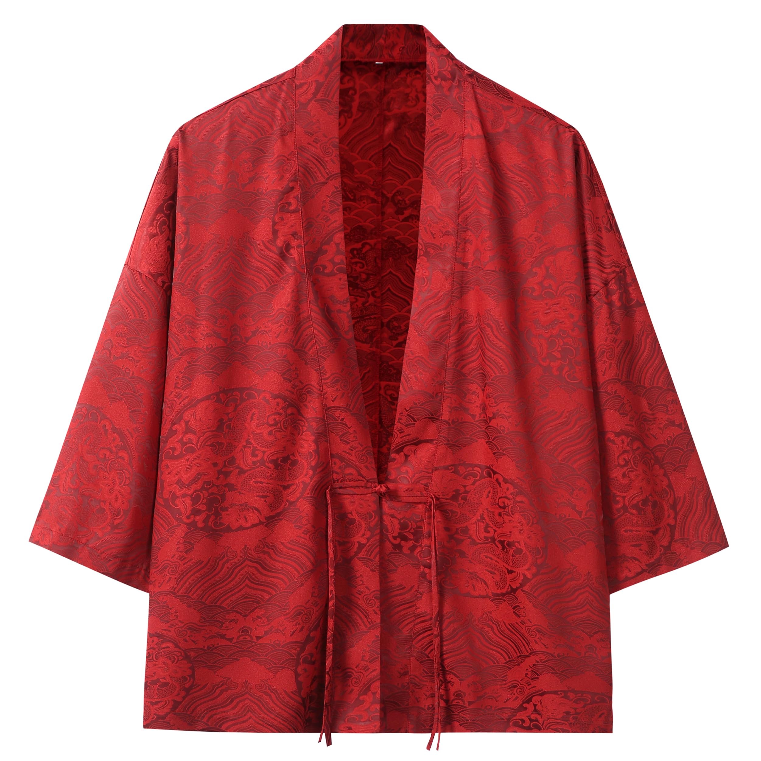 Mens Japanese Kimono Cardigan Cotton Linen Haori Fashion 3/4 Sleeve Yukata