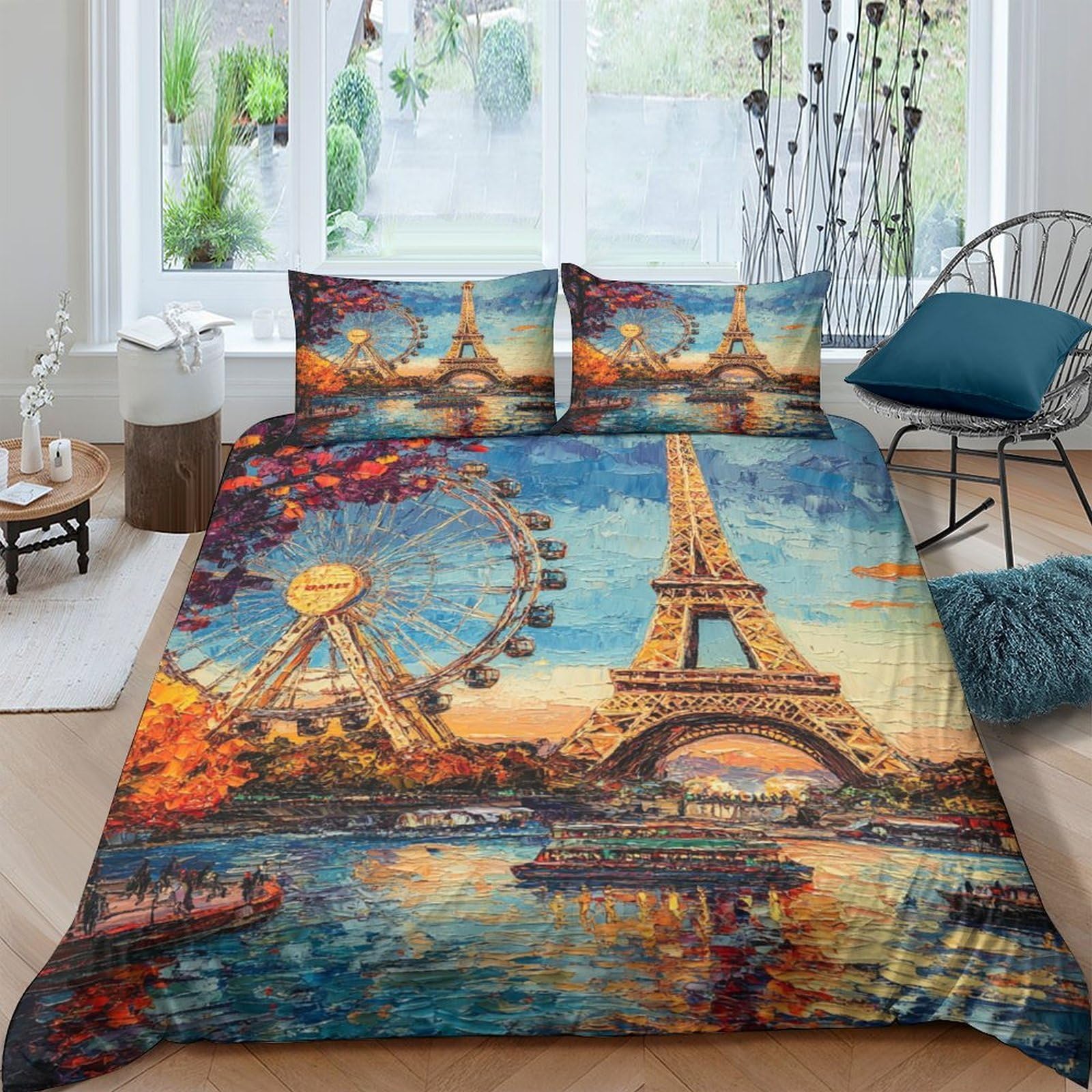 Linge de lit Tour Eiffel en microfibre douce avec motif 3D haute définition