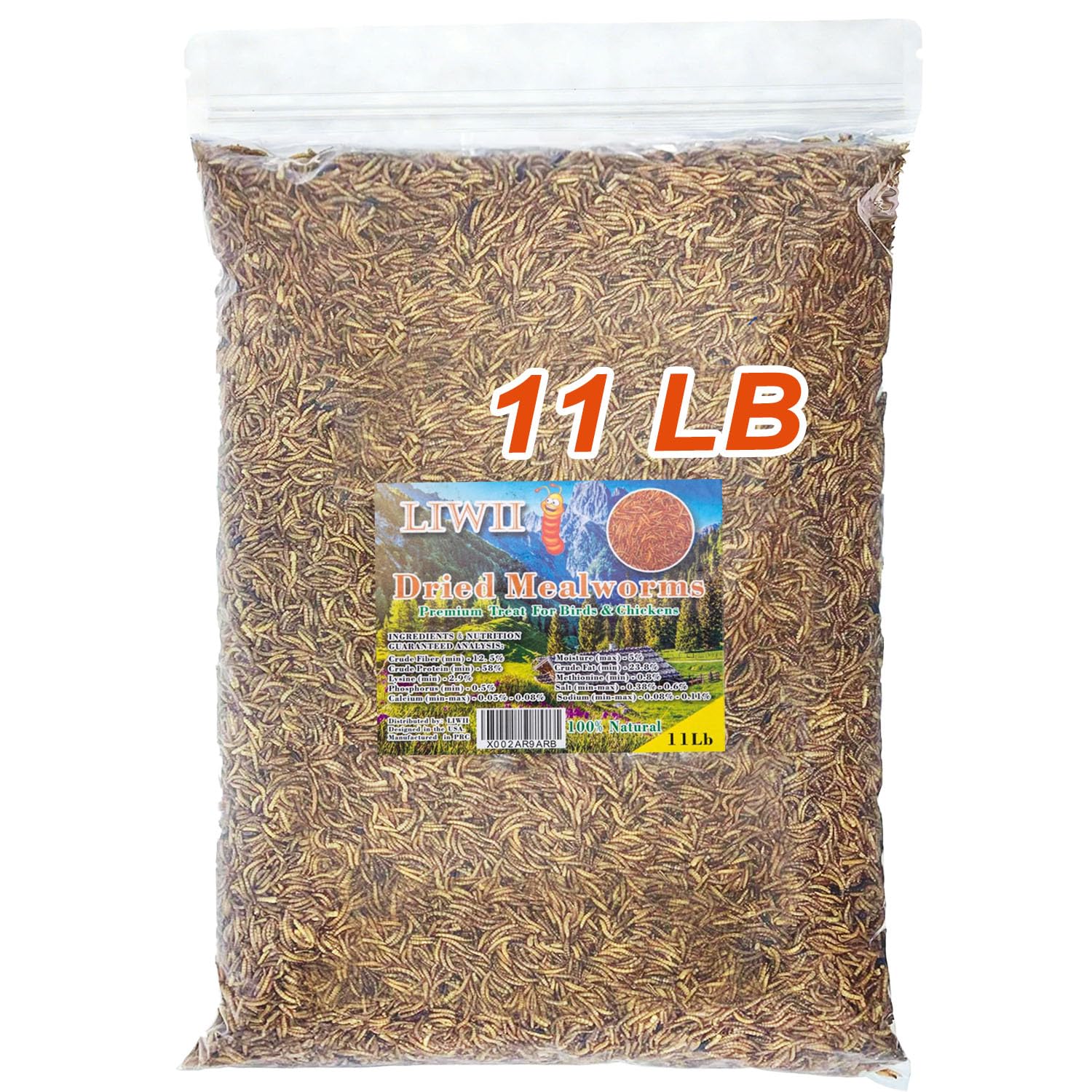 Dried Mealworms -11 LBS- 100% Natural Non GMO High Protein Mealworms - Bulk Mealworms for Wild Birds, Chicken Treats, Hamster Food, Gecko Food, Turtle Food, Lizard Food