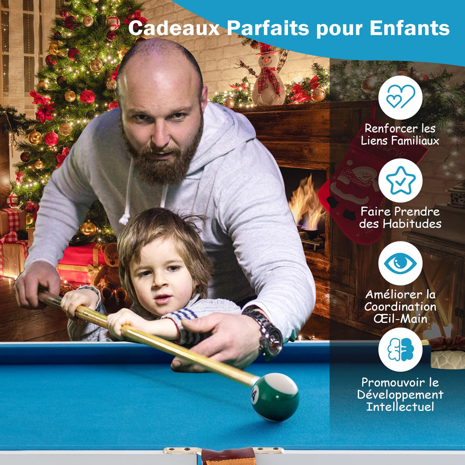 GOPLUS Table de Billard Portable de 122 cm, Mini-Billard avec Pieds Pliables, Jeu d'Arcade d'Intérieur avec 16 Boules, 2 Queues, 2 Craies, 1 Pinceau et 1 Triangle pour Enfants et Adultes