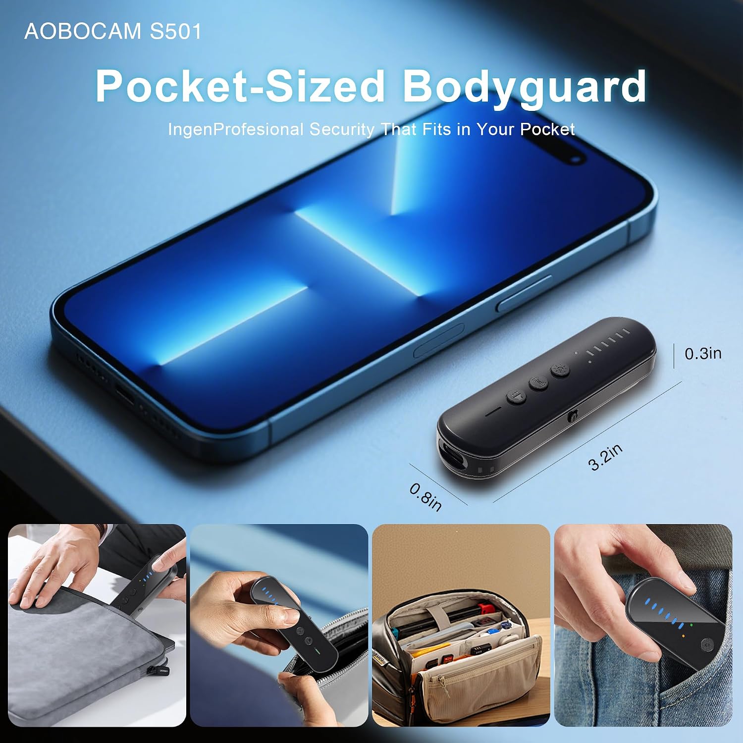 AOBOCAM Spy Hidden Camera & Bug Detector – AI-Powered RF Signal Scanner for GPS Tracker Detection, Portable Anti-Spy Device for Home, Hotel, Office & Car Security - 6