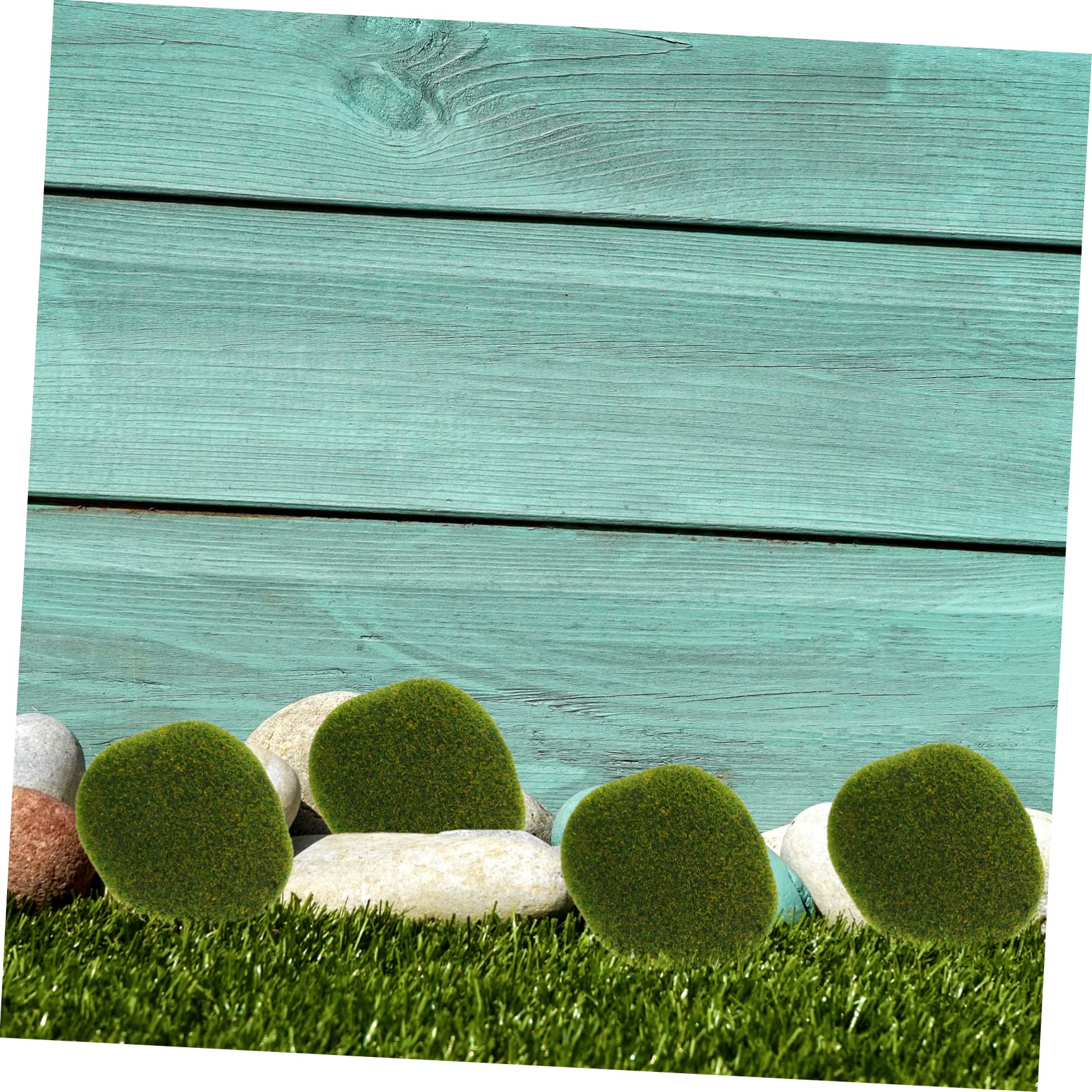 HOLIDYOYO Realistic Moss Stone Adornment 43pcs Imitated Moss Stone for Garden Decor