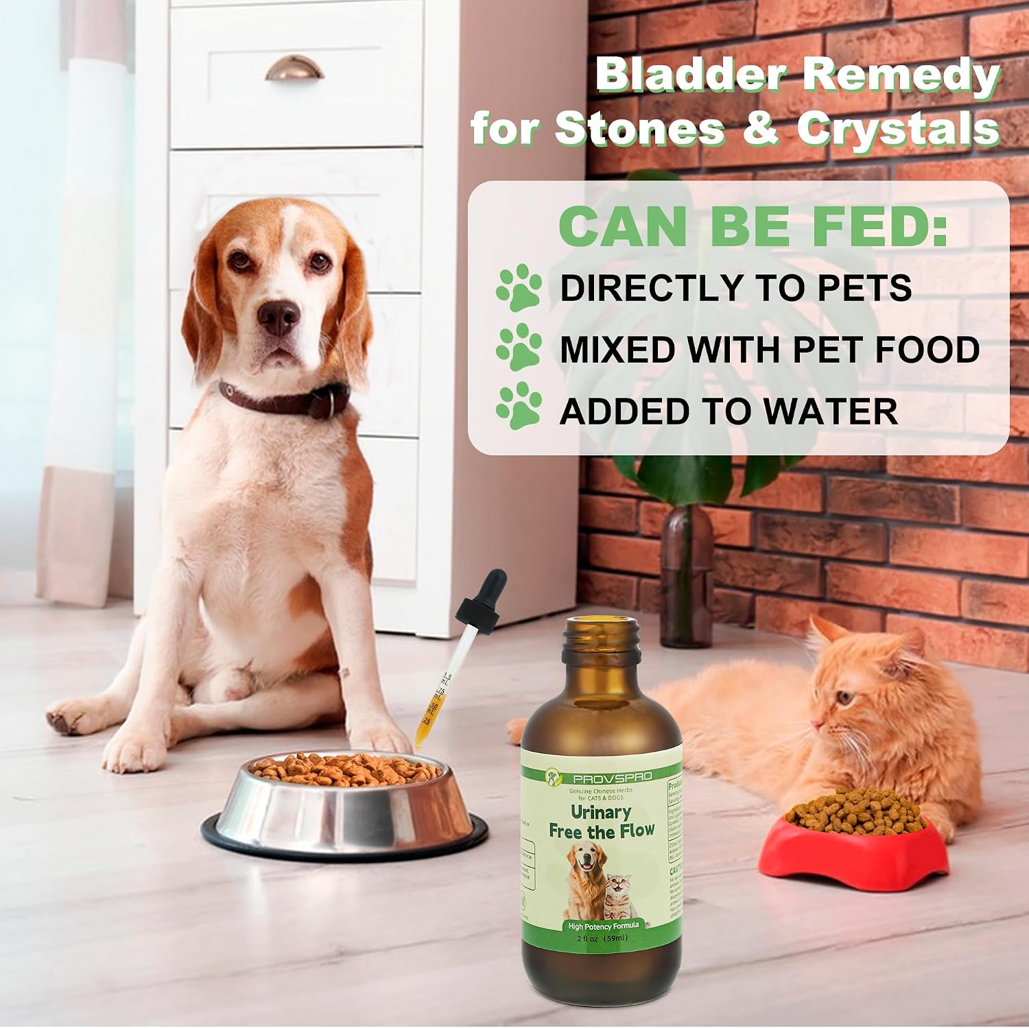 Dog & Cat Bladder Crystals Treatment or Stone, Bladder Kidney Stones Dissolver for Pet, Cat Dog Urinary Tract Supplements for Kidney and Bladder Stones, Urinary Free The Flow, 2 fl oz (59ml)