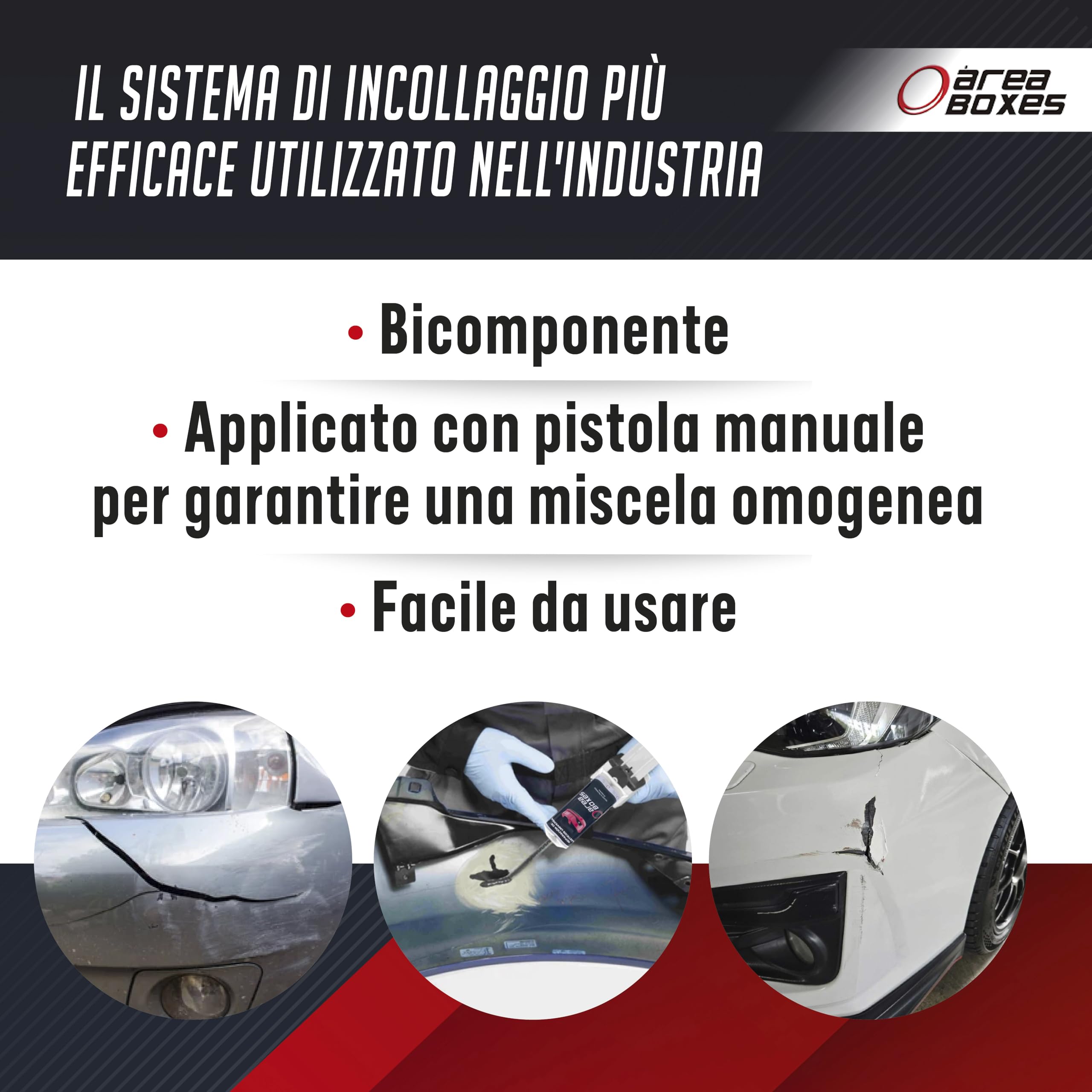 Colla epossidica 2 componenti P/pistola. Colla bicomponente per plastica [STRAFORTE]. Sigillo, Riempito E Incolla Tutte Le Plastiche, Dall'Uso Industriale A Domestico E Automotive (RAPIDO)