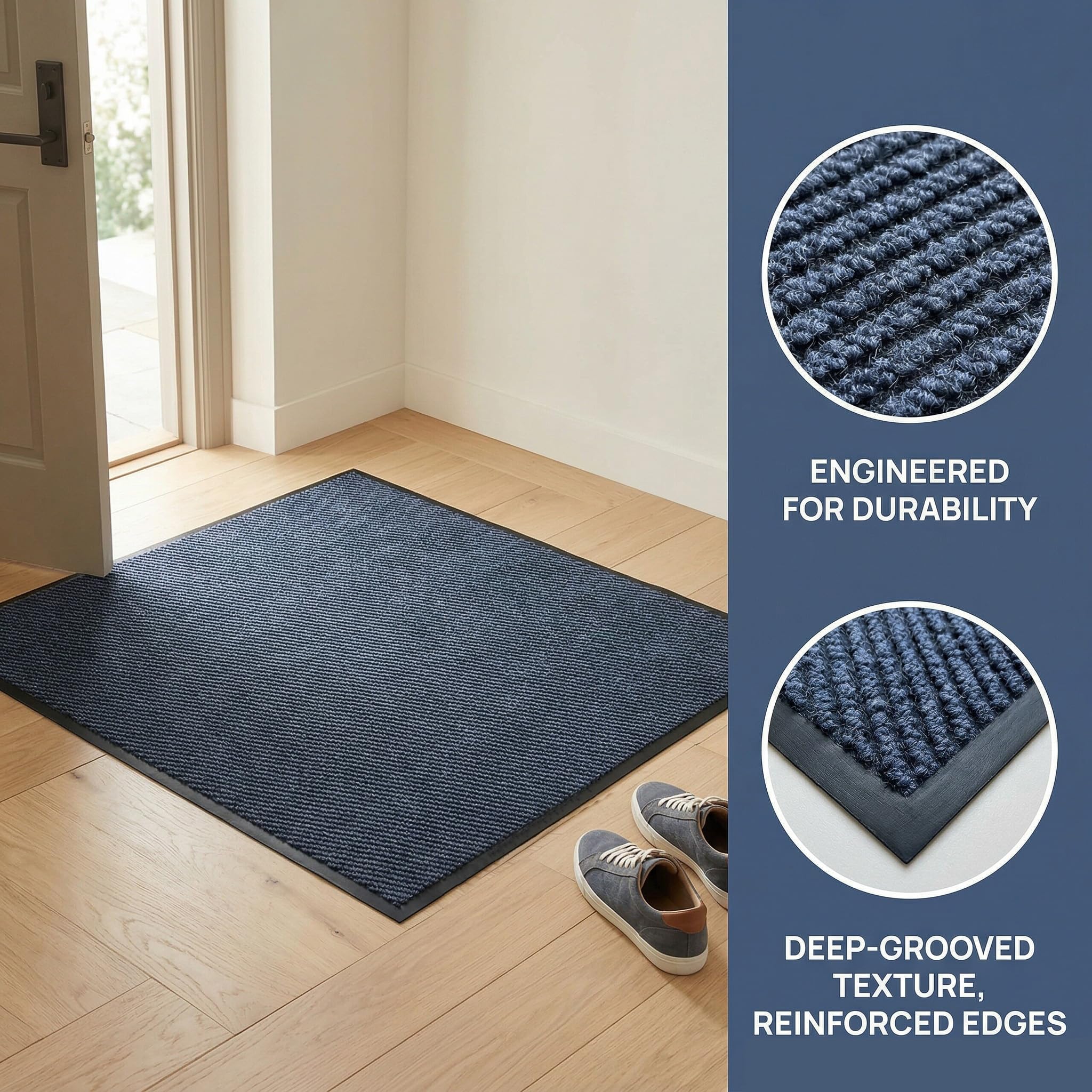 Heavy Duty Doormat for High Traffic Entryways Rug All Weather Door Floor Mat with Ultra Grip PVC Backing Non Slip Welcome Mat for Patio,Entry,Indoor Outdoor (Cold Gray, 24x72inch) — Amazon image 7