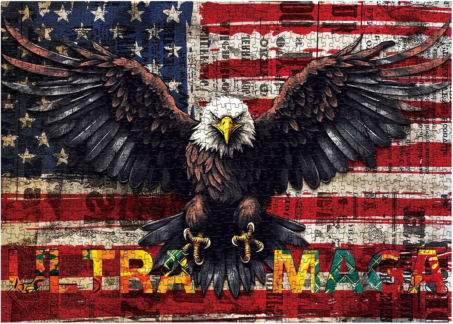 United States Flag Eagle Puzzles for Adults 1000 Piece, USA Patriotic Faith Jigsaw Puzzle, Inspirational Country Bird Puzzle