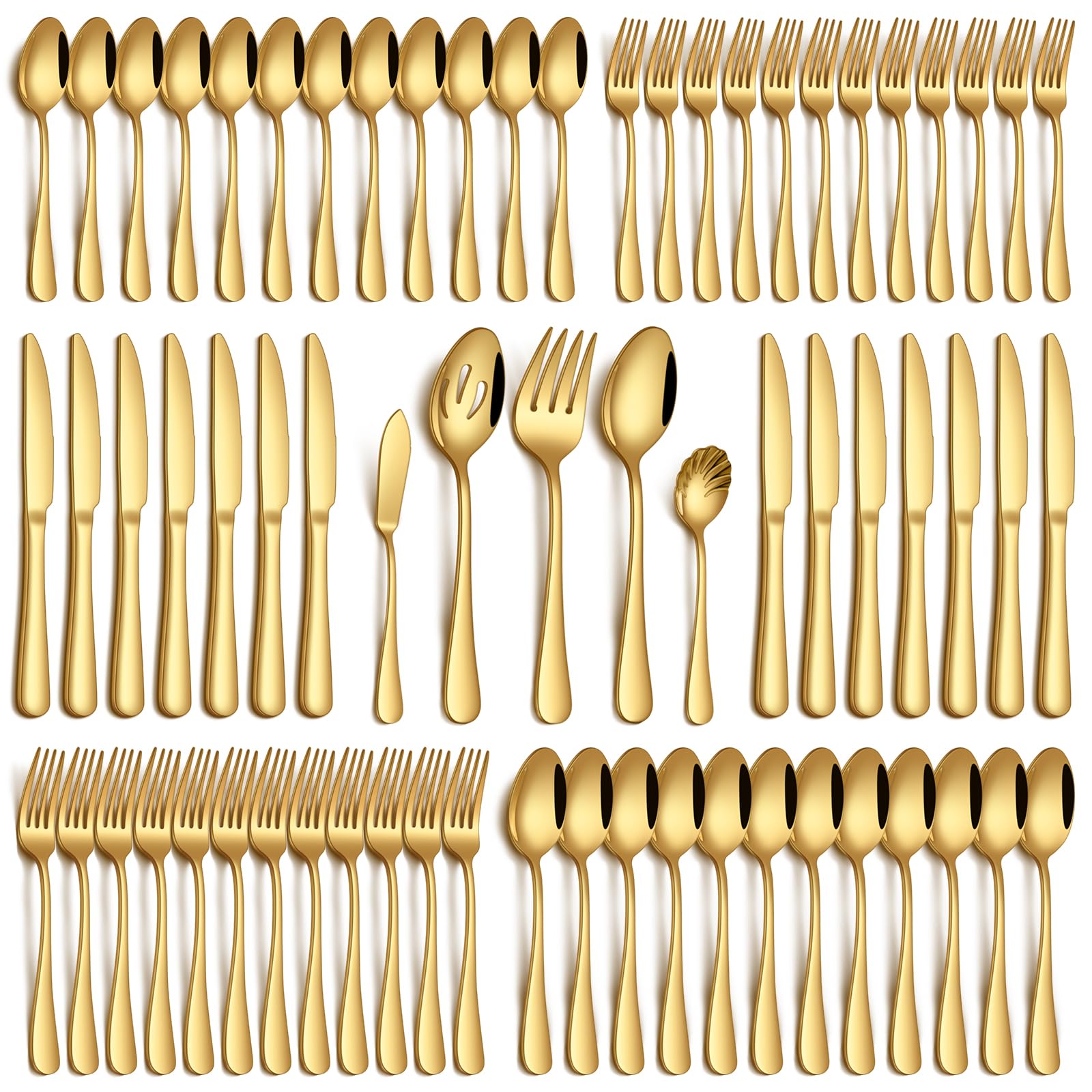 PHILIPALA 65 Piece Gold Silverware Set