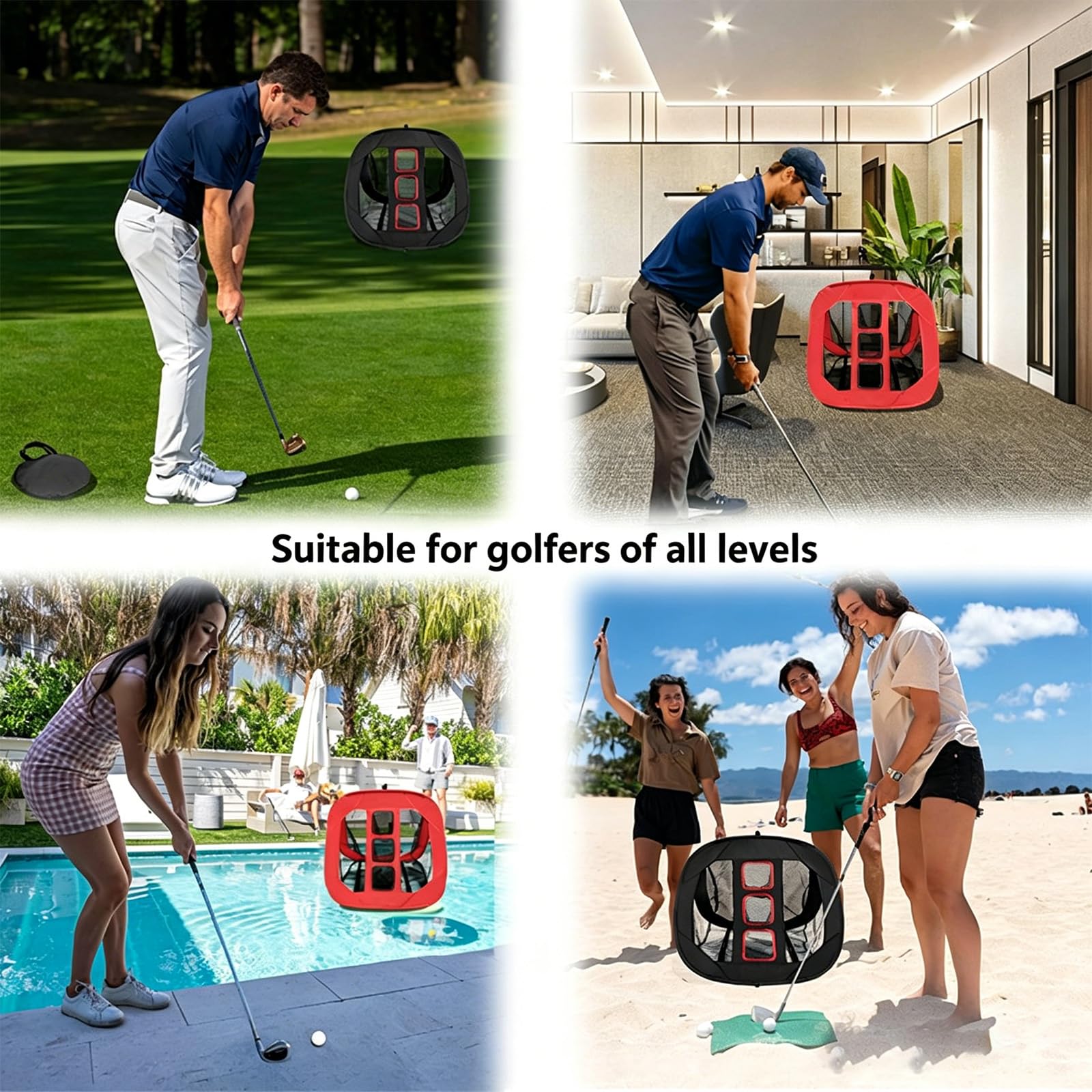 Red de entrenamiento de golf compacta para astillar y lanzar, incluye bolsa de transporte, red de golf de tela Oxford de instalación rápida