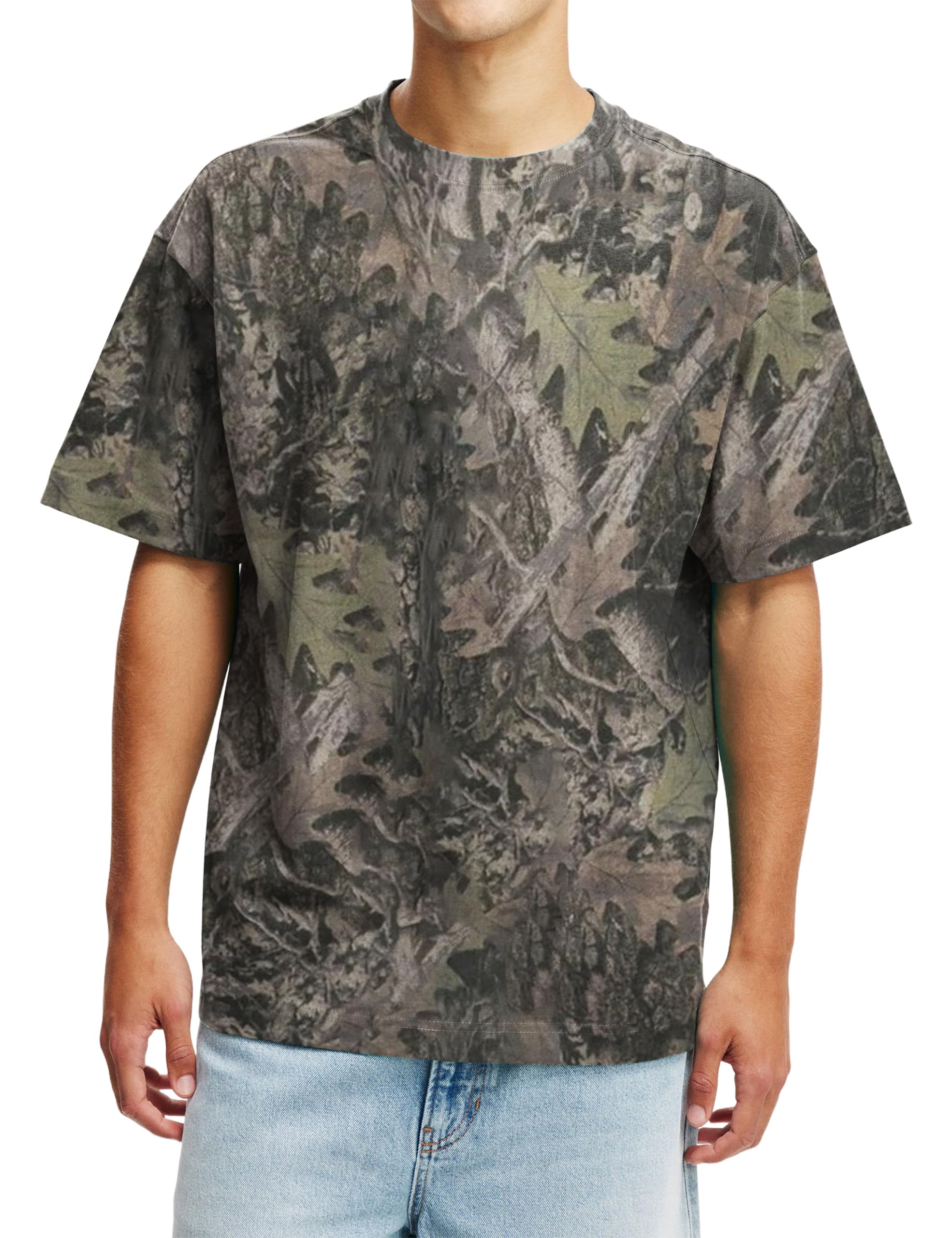 MSBESYOR Camo Shirt for Men Camouflage Hunting Print Short Sleeve Crewneck Box Fit T-Shirt Mens Casual Performance Tee