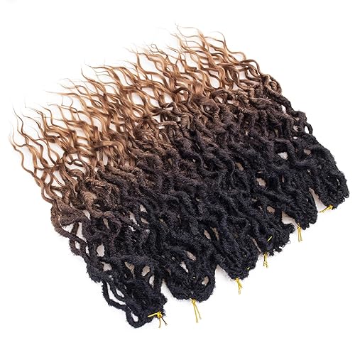Miniatura 126 de 8 paquetes de rastas de cabello sintético de ganchillo de 18 pulgadas, rastas sintéticas bohemias con extremos rizados, cabello de ganchillo suave
