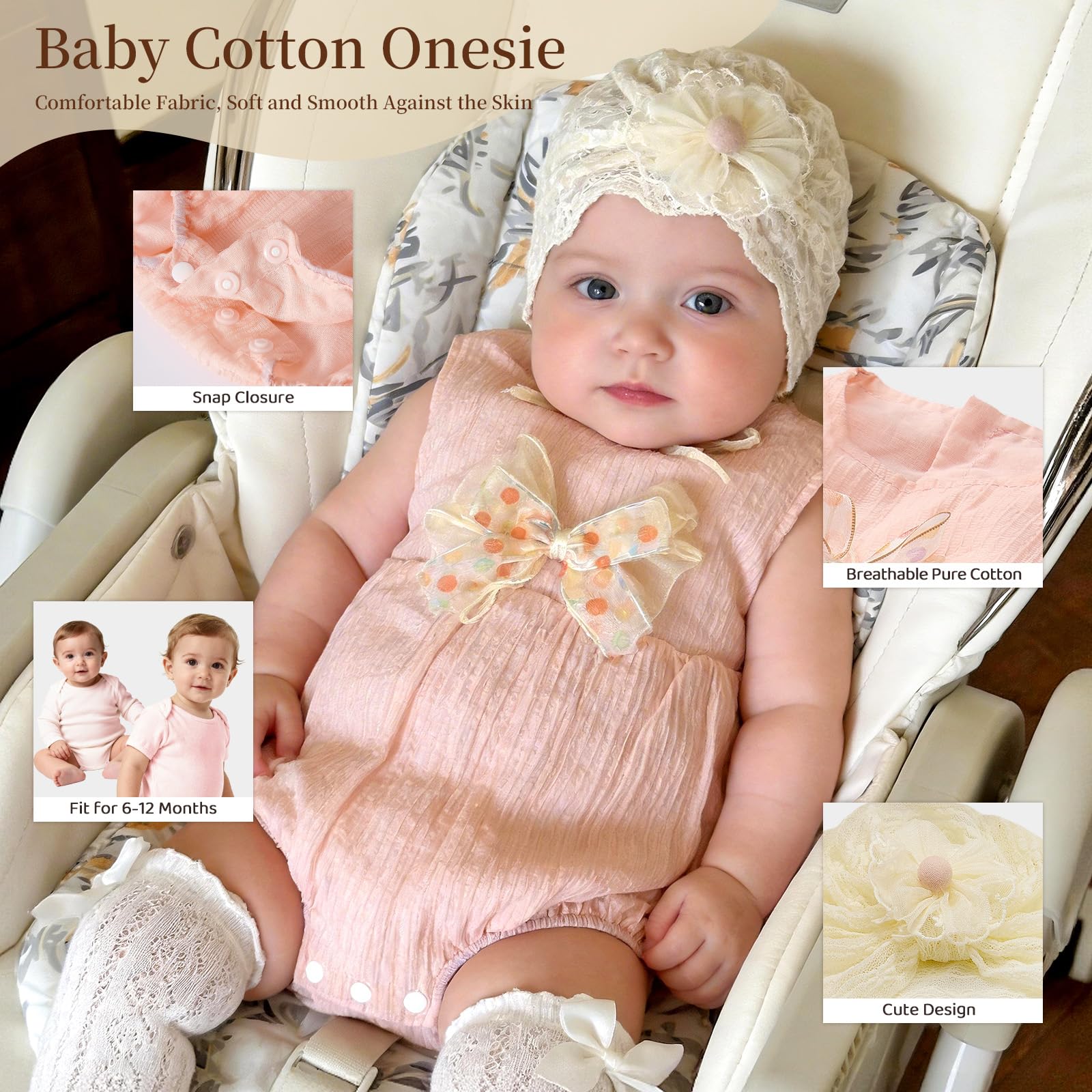 vamei Newborn Baby Girl Gift Hamper Set including Gift Box Onesie Hand Puppet Blanket Bib Milestone Hat Socks Card - Image 4
