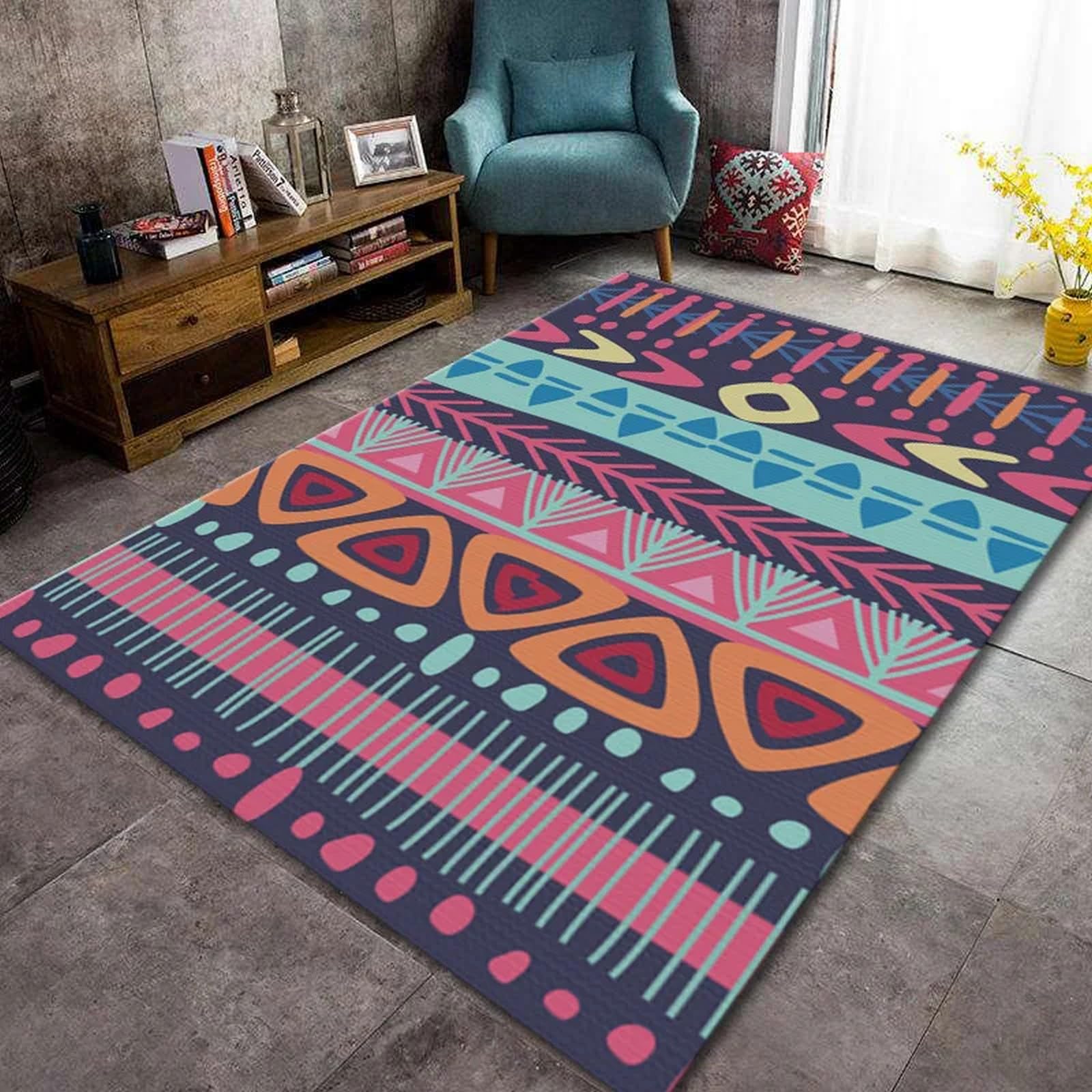 Tapis imprimé léopard 3D en polyester doux lavable et poil court tendance