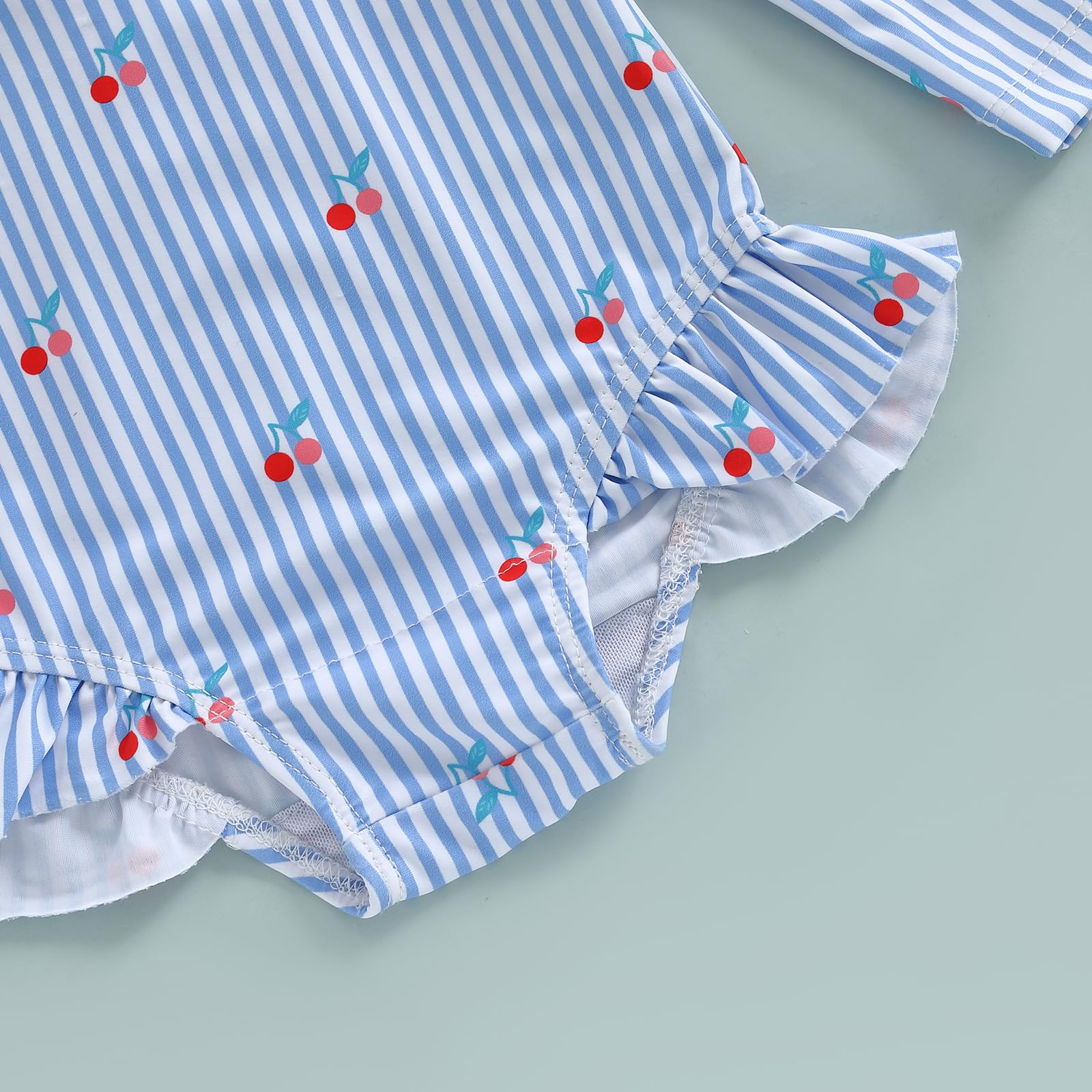 Maillot de Bain 2Pcs Bébé Fille Imprimé Ensemble Maillots de Bain à Manches Longues Mailllots Une Pièce avec Chapeau Tenue Maillots 3 Mois-3 Ans