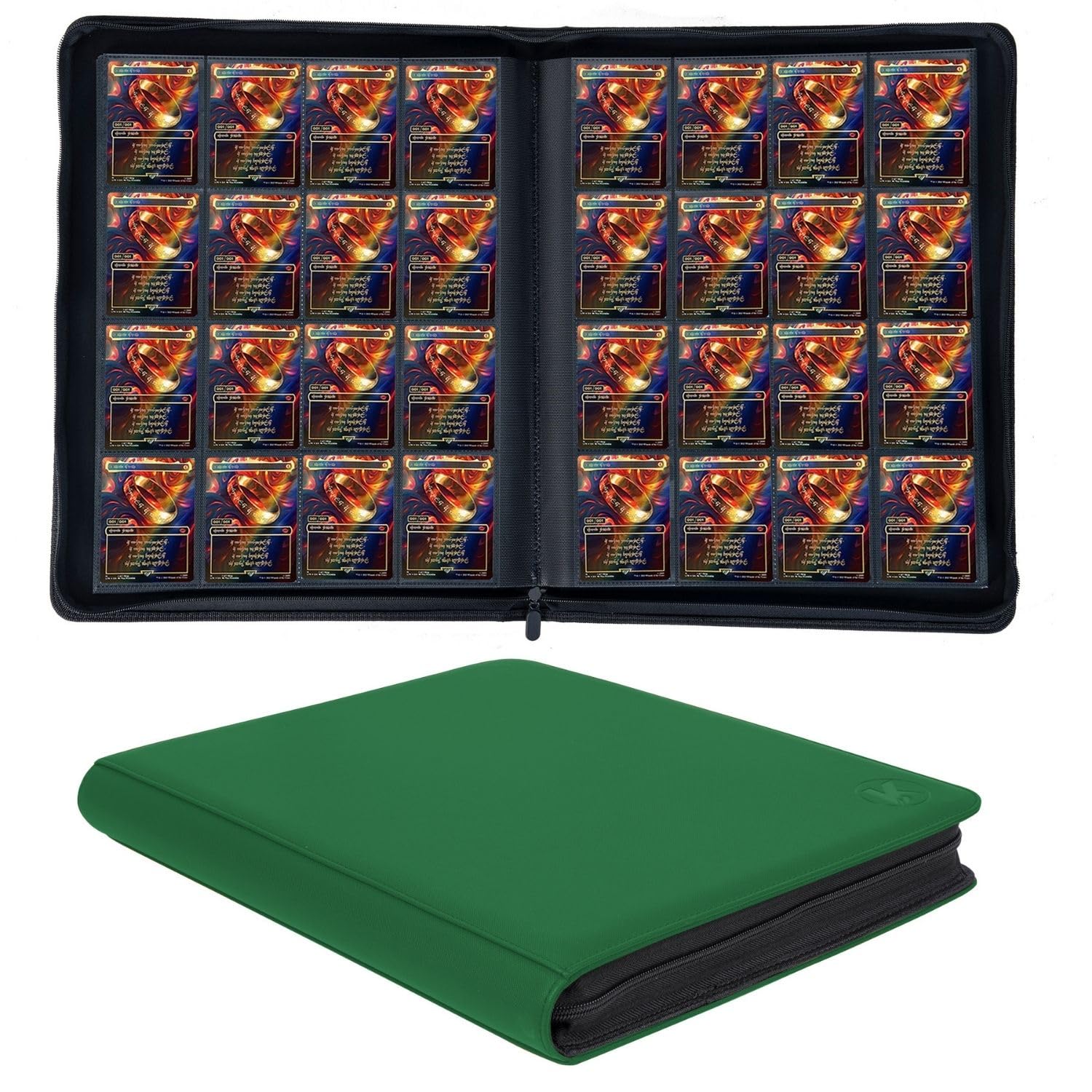Classeur à cartes à collectionner Ablum de plus de 1000 poches, 16 pochettes compatible avec cartes MTG, cartes de sport et autres cartes à collectionner de taille standard (vert)