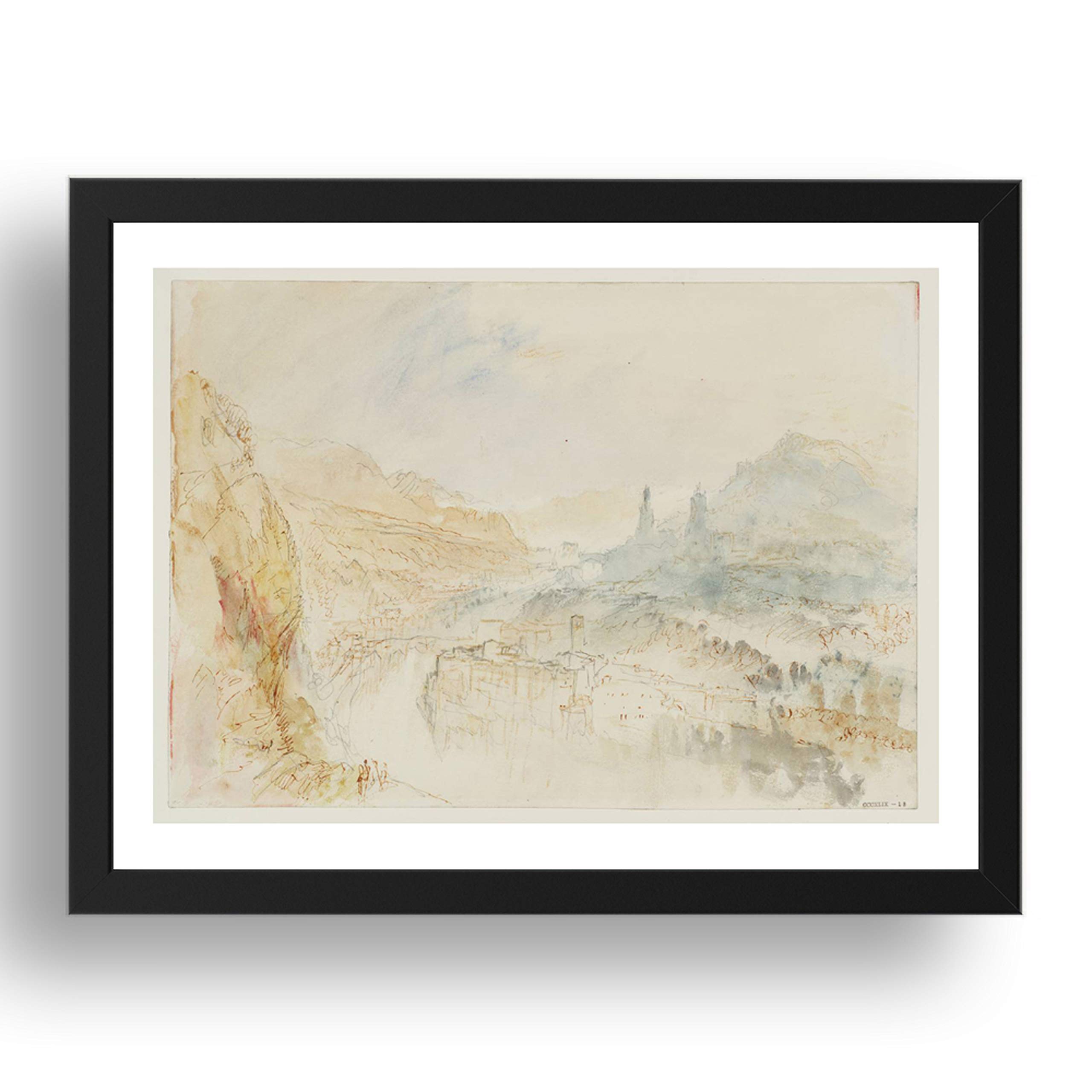 Reproduction d'art Turner Baden grand format A1 sous cadre noir pour habiller un mur vide