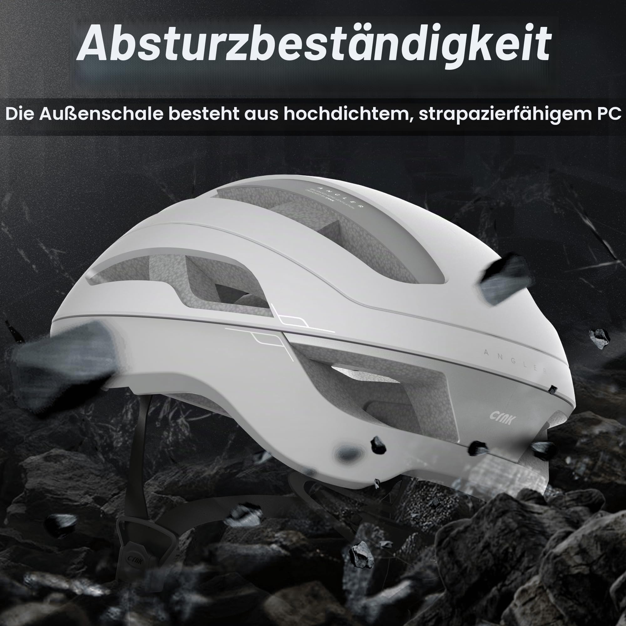 CRNK Angler Fahrradhelm – Ultraleichter Rennrad & E-Bike Helm für Damen & Herren – Aerodynamisch, Stoßabsorbierend & Belüftet – Mit Magnetverschluss & Memory-Foam-Polster