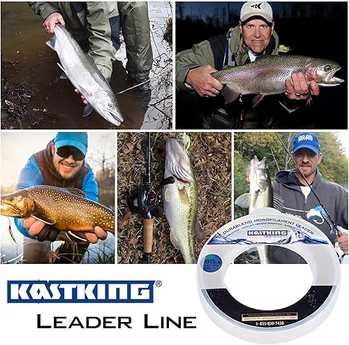 Miniatura 6 de Carrete de monofilamento de KastKing DuraBlend de línea líder. Materiales de alta calidad para agua salada. Longitud 120 yardas. Gran sustituto de