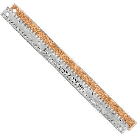 18" Premium Stainless Steel Ruler with Non-Slip Cork Backing